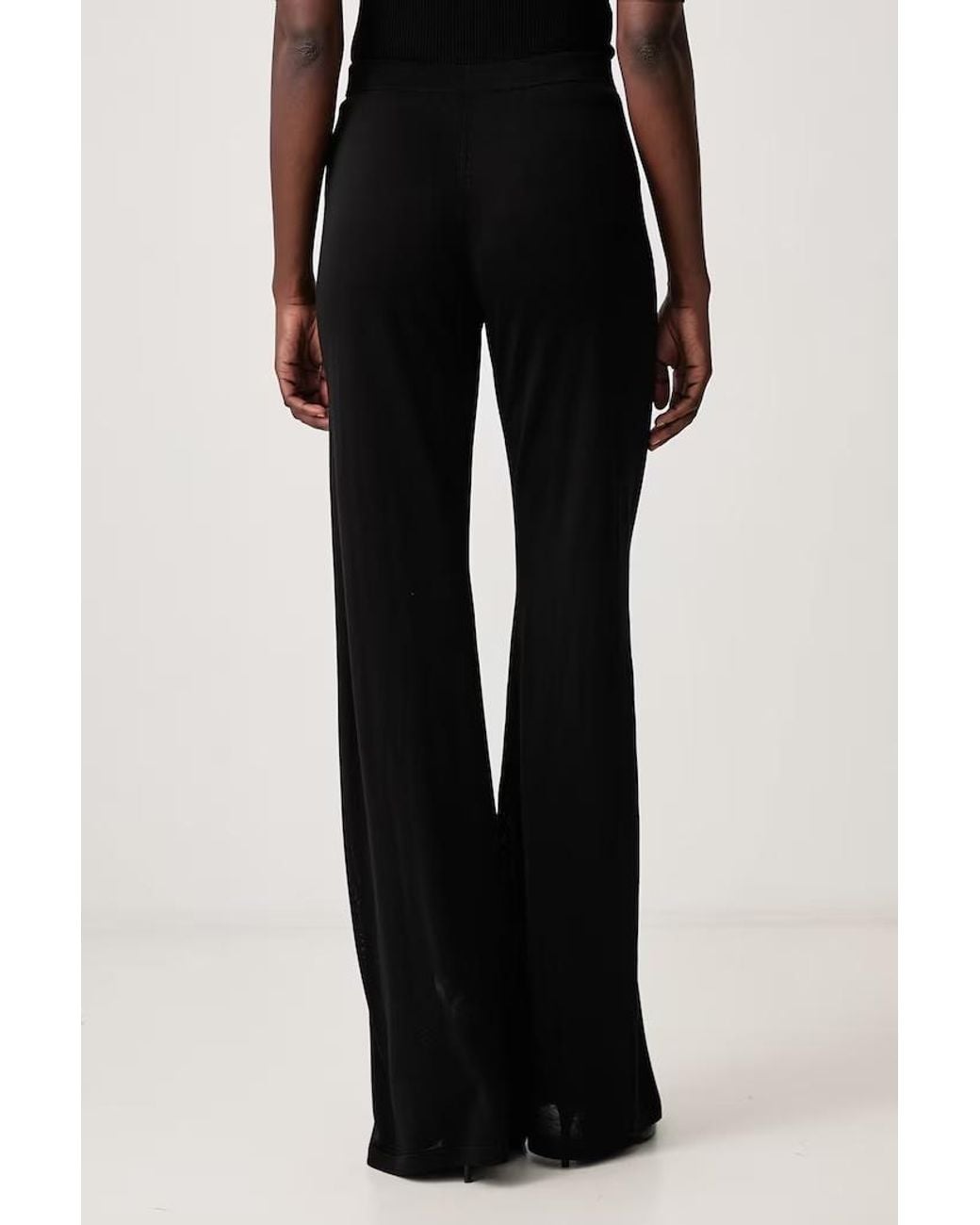 Soeur Black High-Waisted Knit Flare Pants