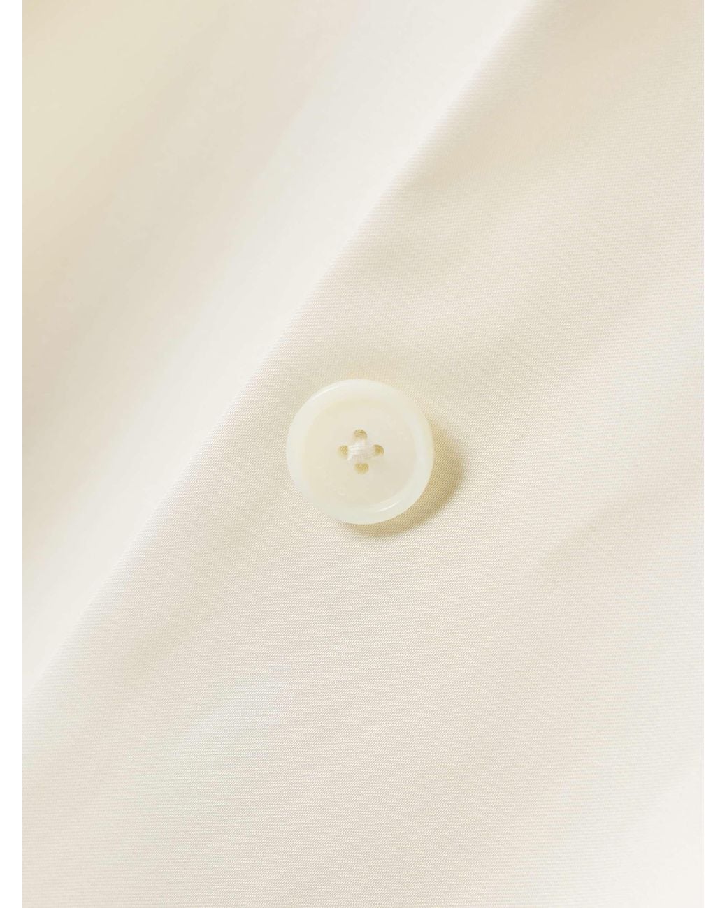 Totême White Collarless Silk Coat