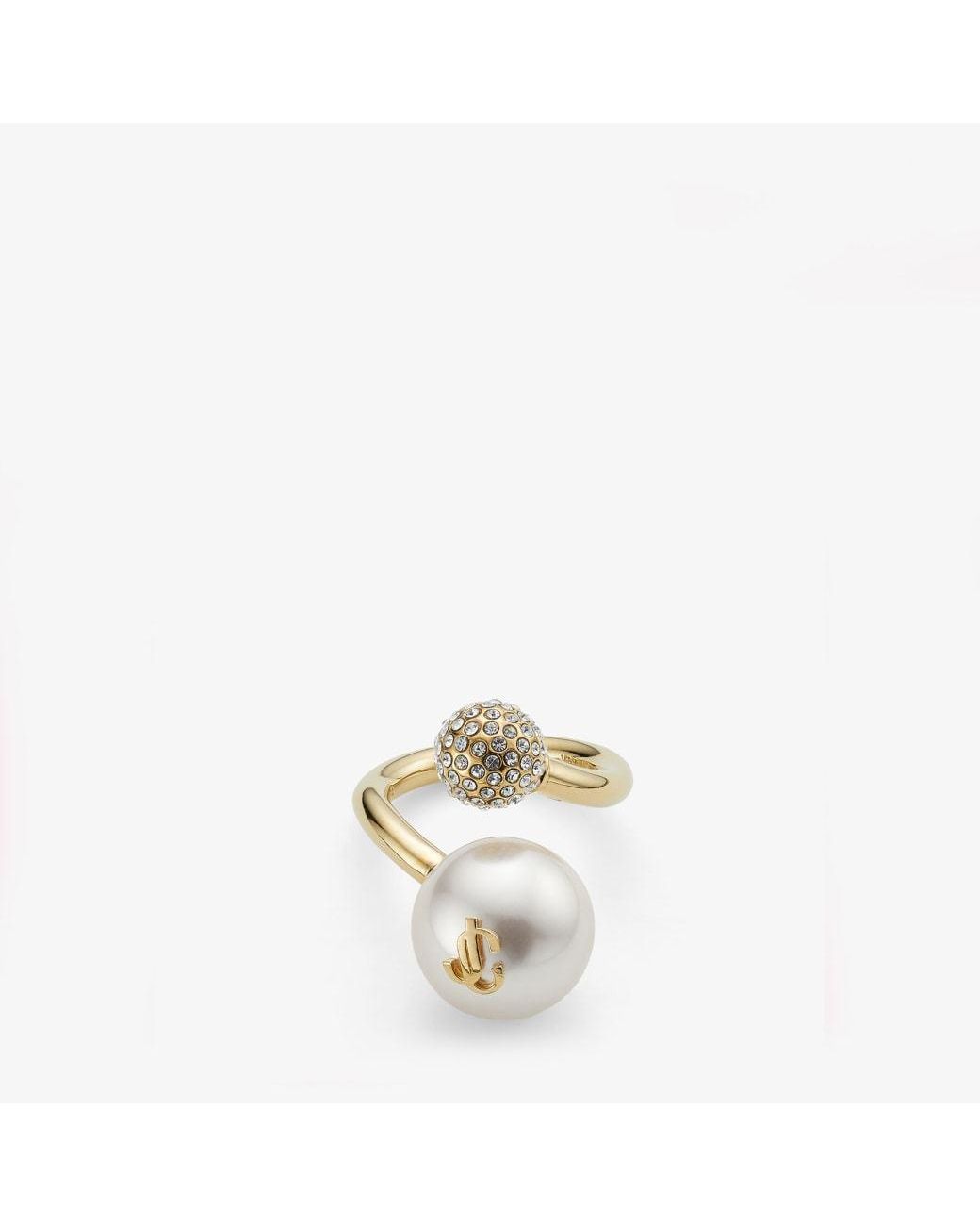 Jimmy Choo Metallic Auri Pearl-Embellished Ring