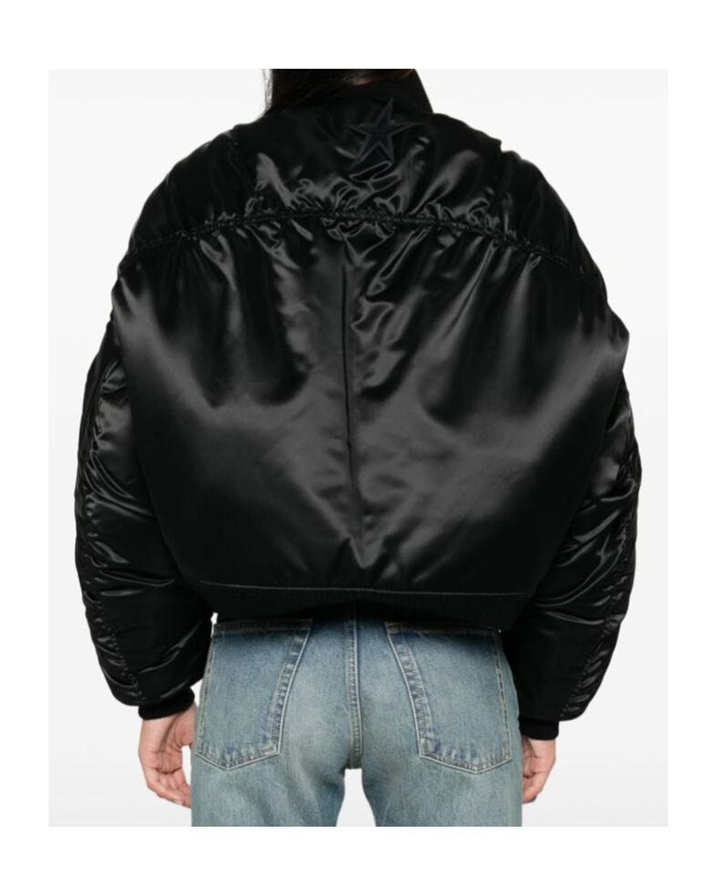 Mugler Black Satin Bomber Jacket