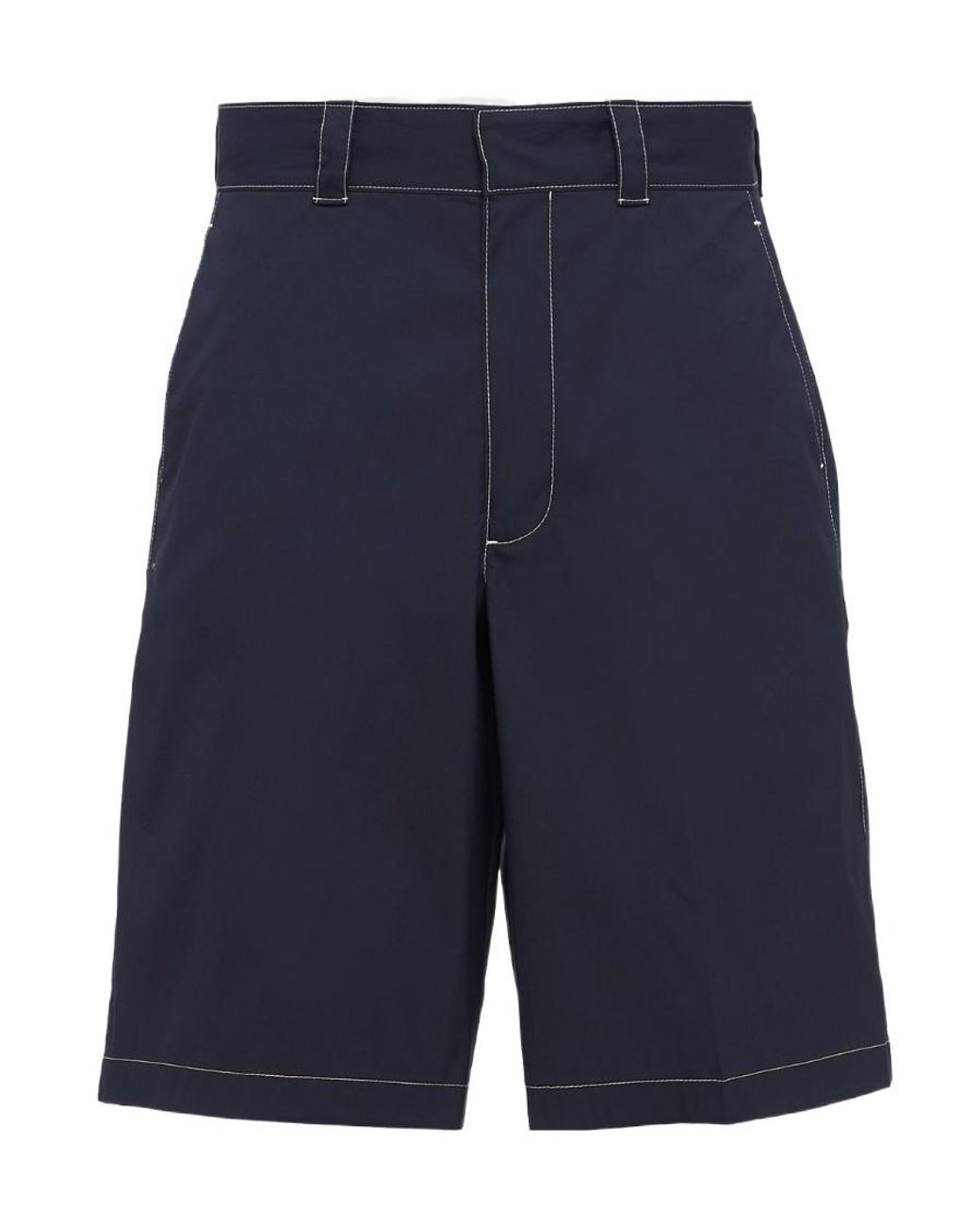 Prada Blue Stretch Poplin Bermudas for men