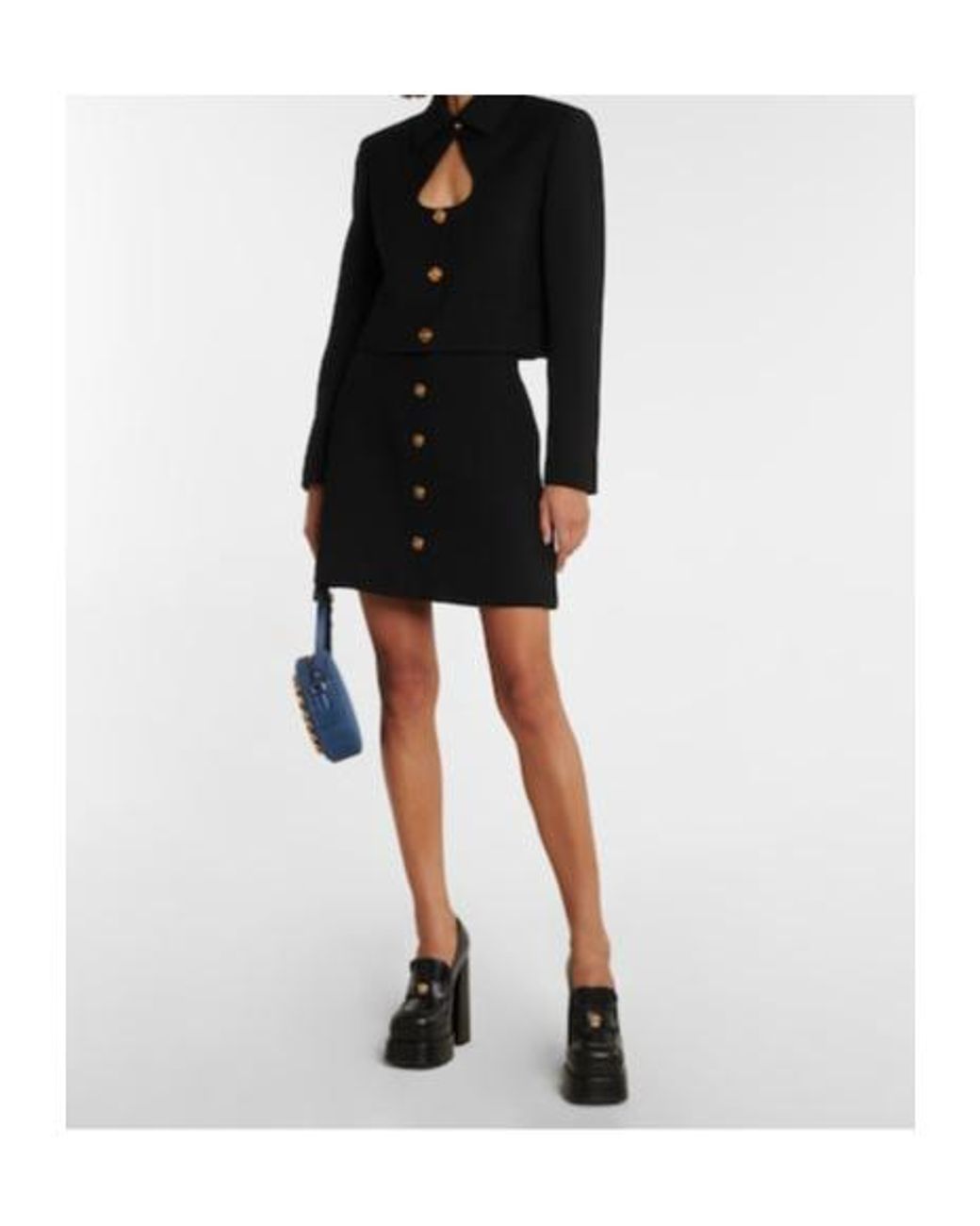 Versace Black Aevitas Leather Platform Loafer Pumps