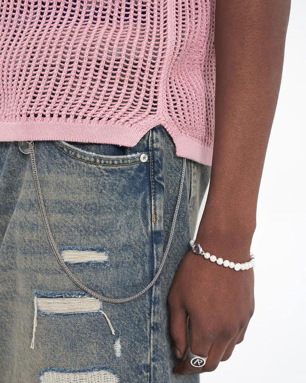 Represent Blue Torn Denim Trousers for men
