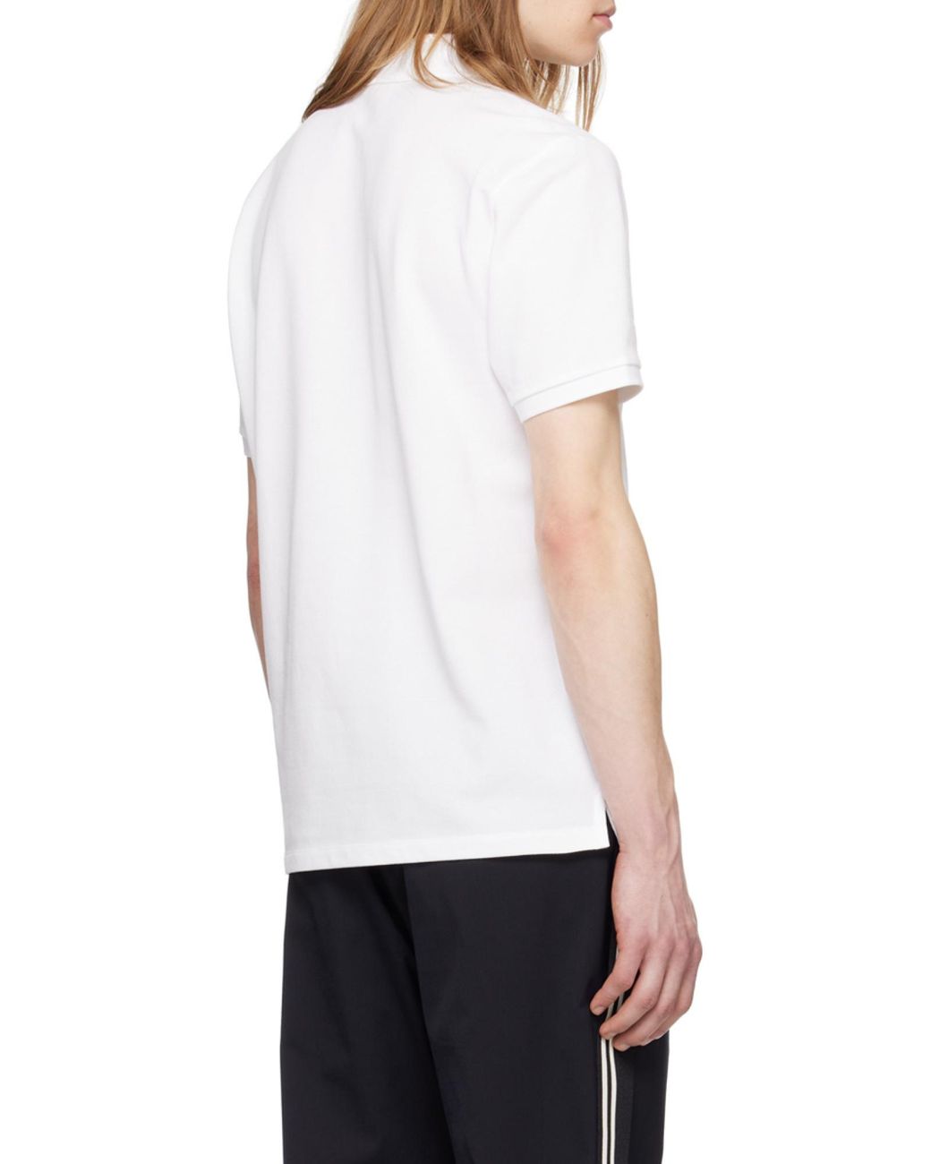 Moncler White Logo Motif Polo Shirt for men