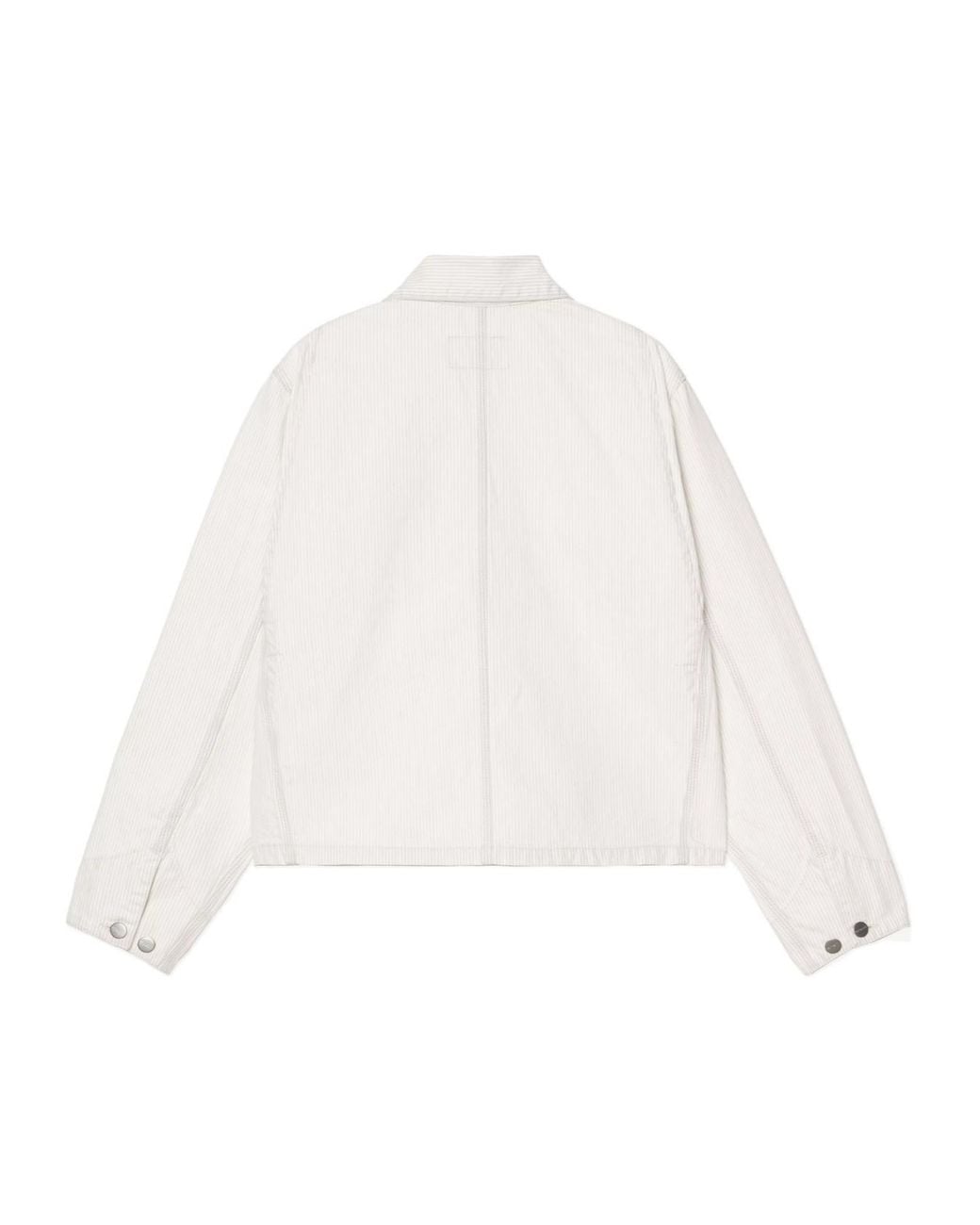 Carhartt White Mercer Chore Striped Logo Patch Denim Jacket