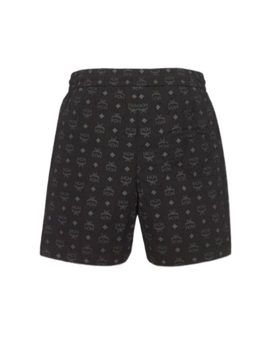 MCM Black Monogram Print Shorts for men
