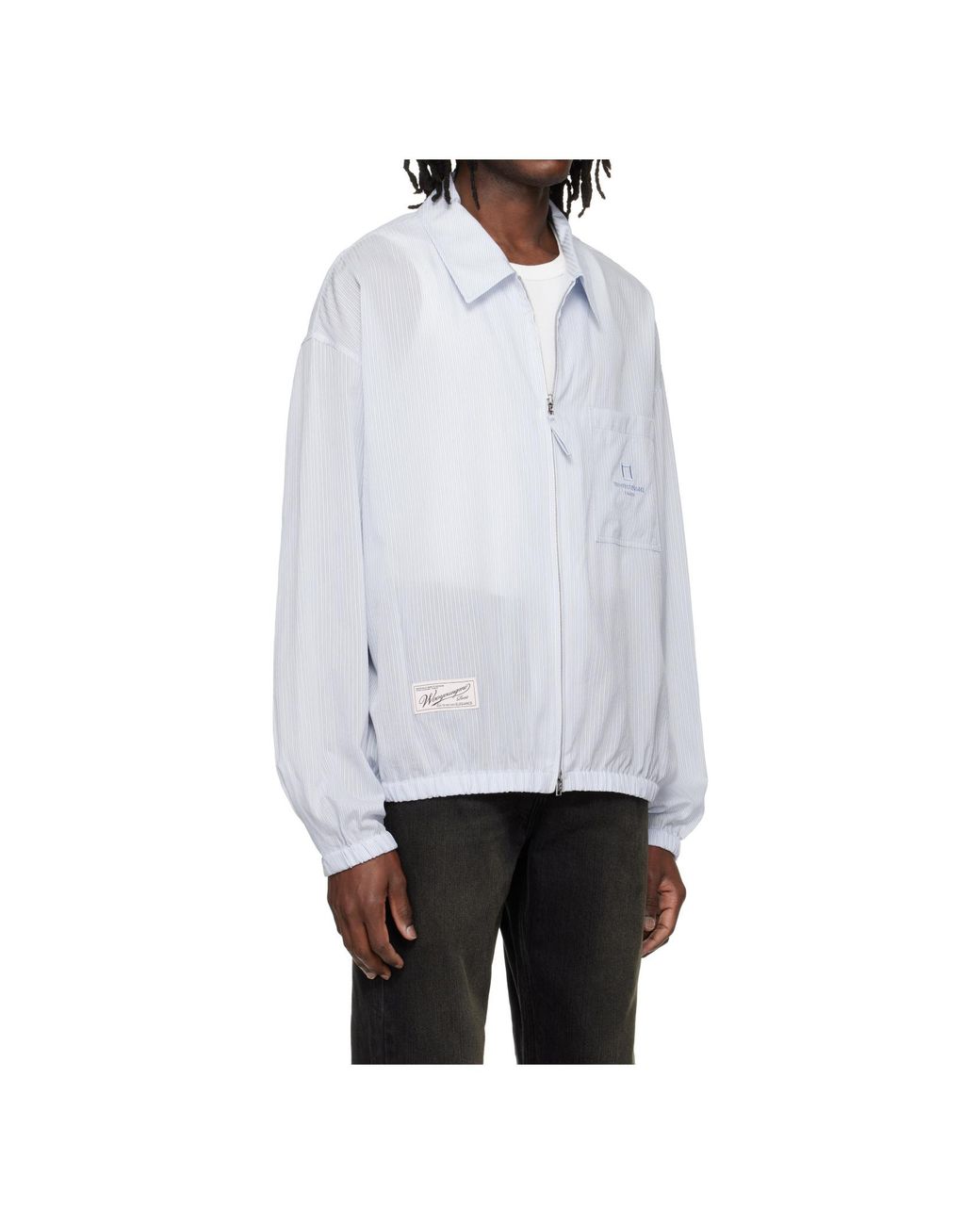 Wooyoungmi White Striped Zip-Up Shirt for men
