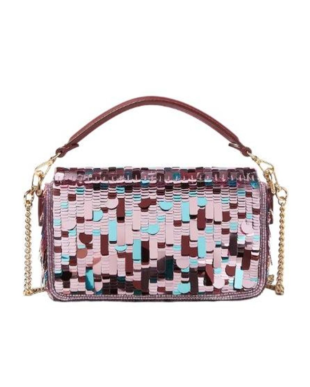Fendi White Baguette Mini Sequin Bag