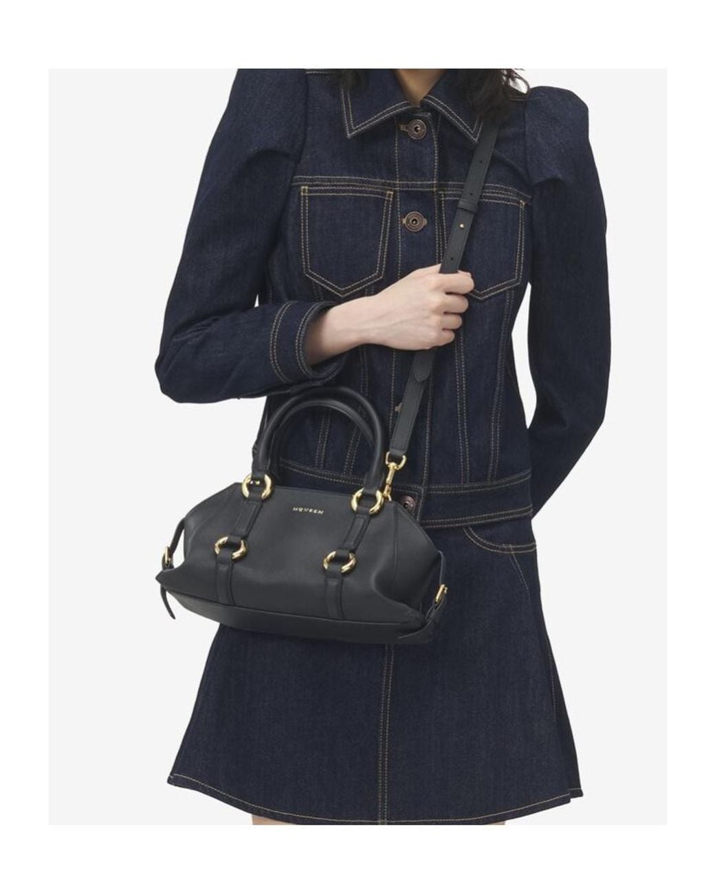 McQueen Black Farringdon Small Tote Bag
