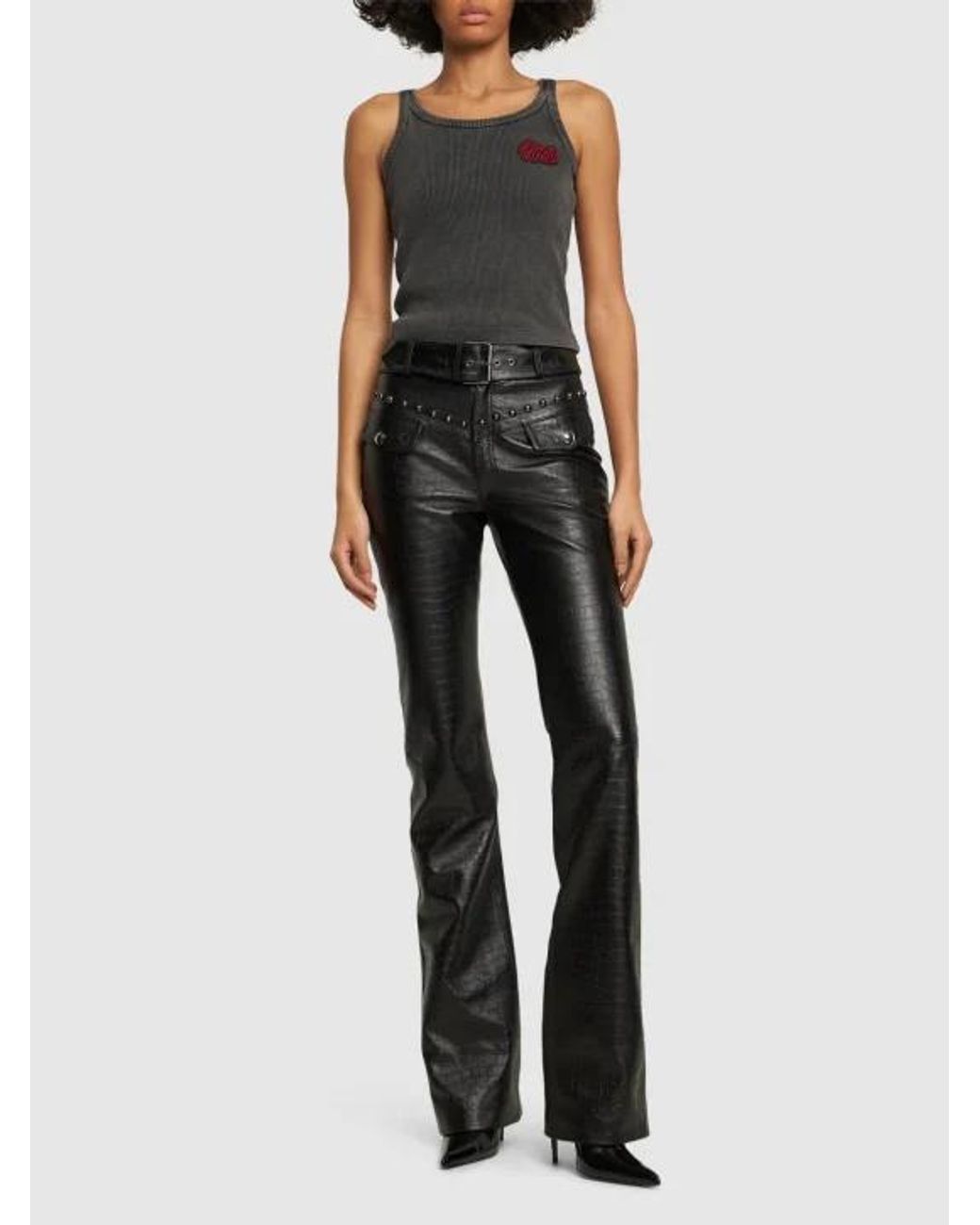 Alessandra Rich Black Patch Ribbed Vest