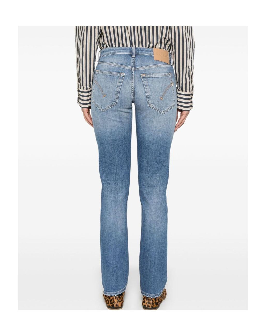 Dondup Blue Reina Straight-Leg Jeans