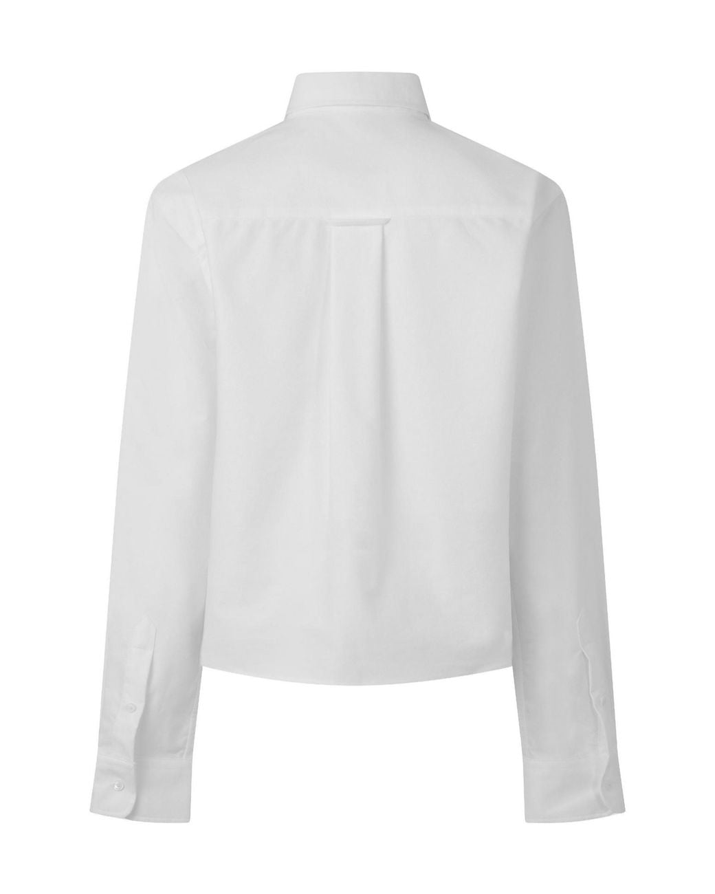 AMI White Cropped Pure Collared Long-Sleeve Shirt