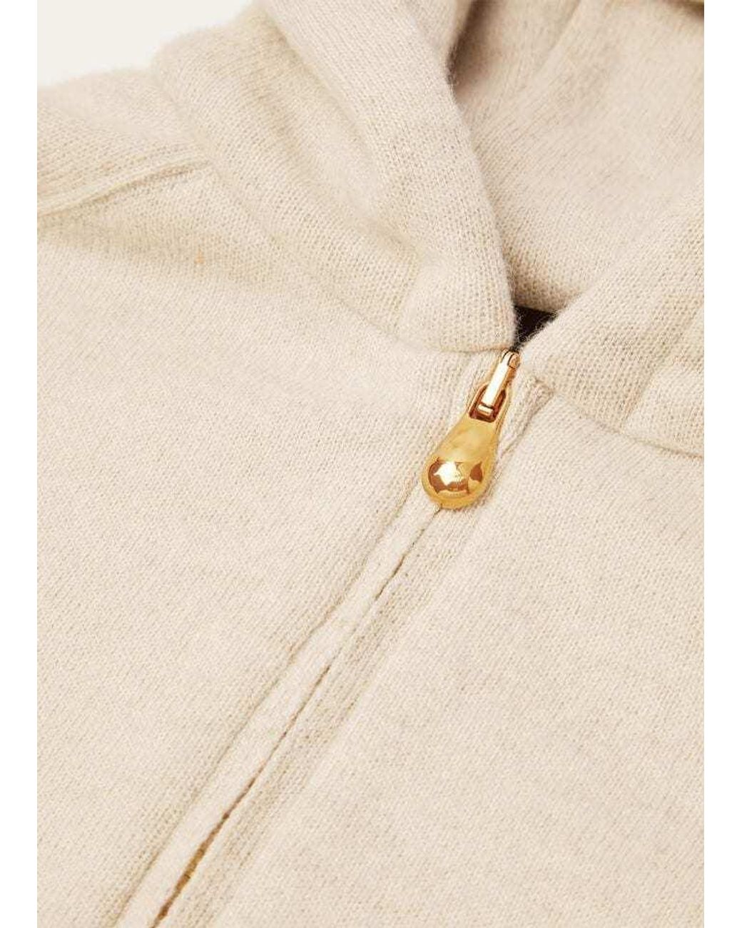 Loro Piana Natural Brienno Zip-Up Knit Hoodie