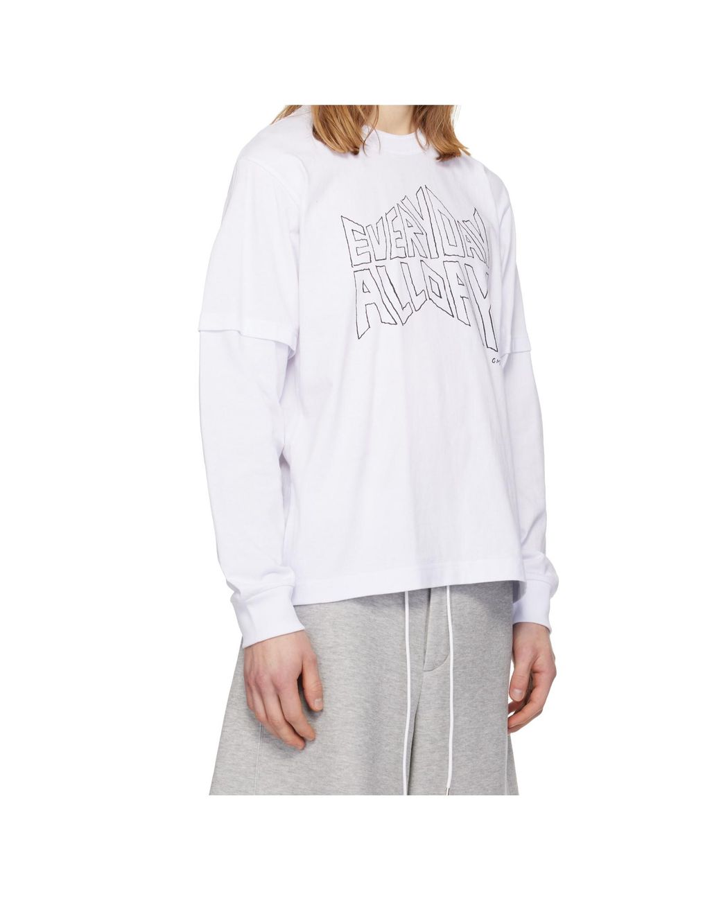 Sacai White Printed Long-Sleeved T-Shirt for men