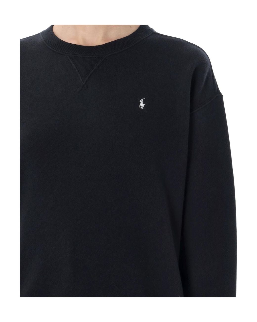 Ralph Lauren Blue Polo Logo Embroidered Crewneck Sweatshirt