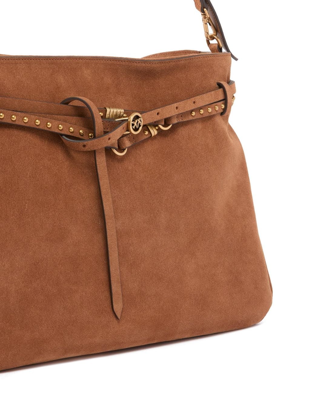Pinko Brown Belted Large Shoulder Bag