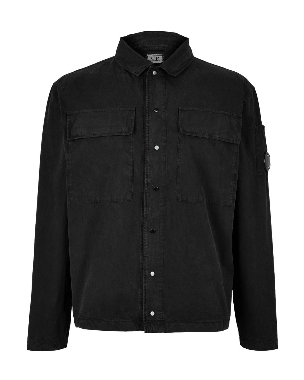 C P Company Black Collared Workwear-Style Shirt Jacket for men