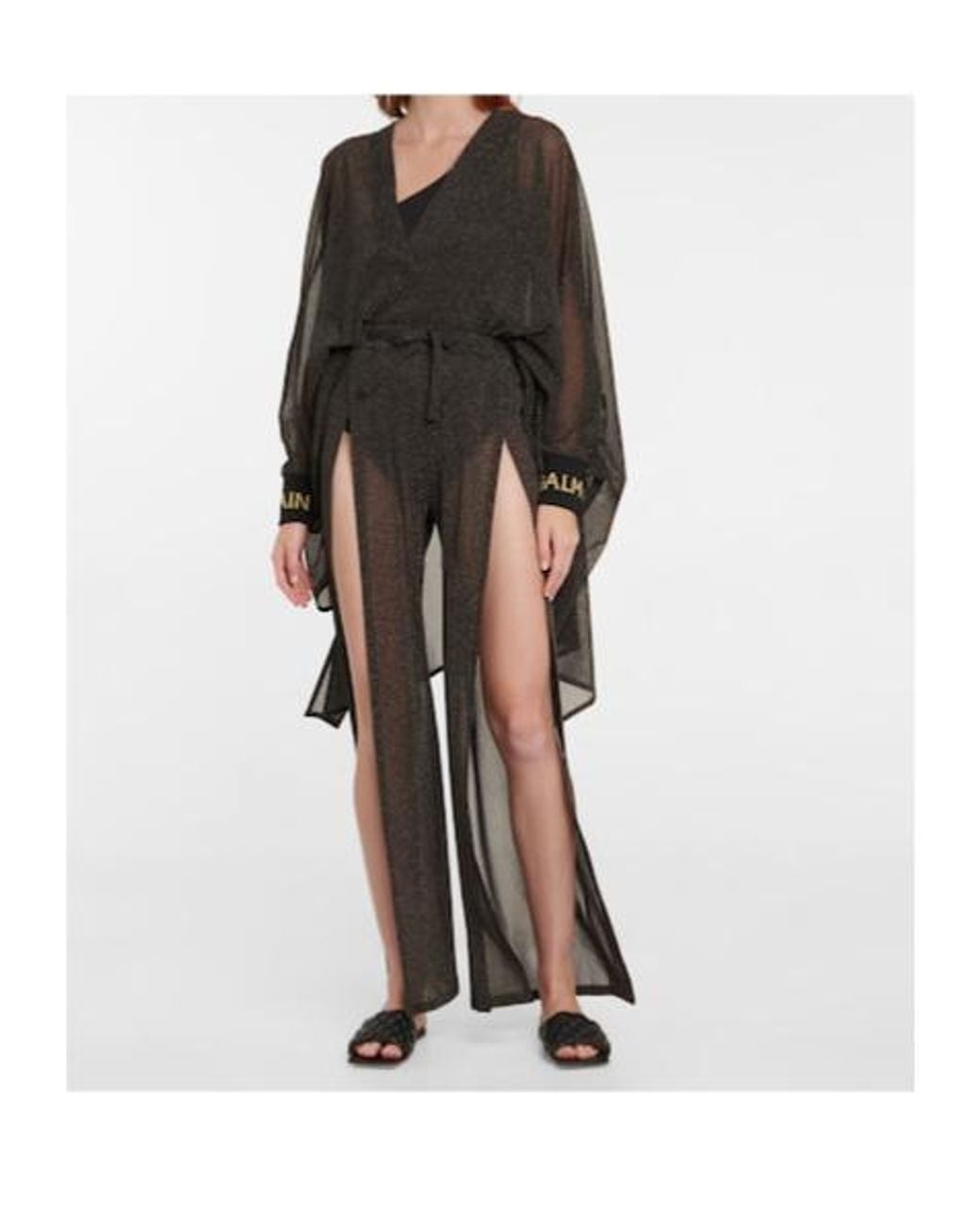 Balmain Gray Metallic Knit Pants
