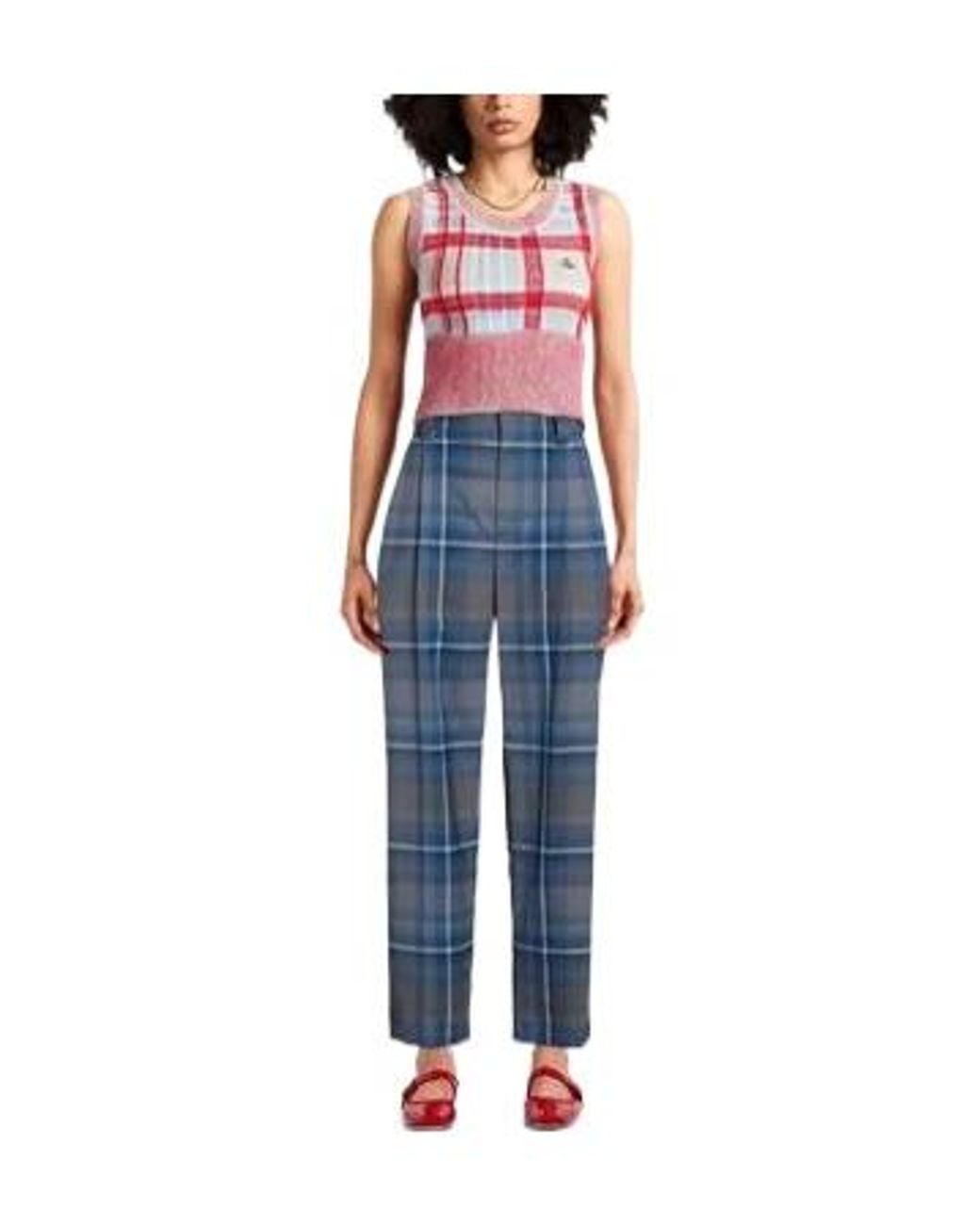Marni Blue Plaid Trousers
