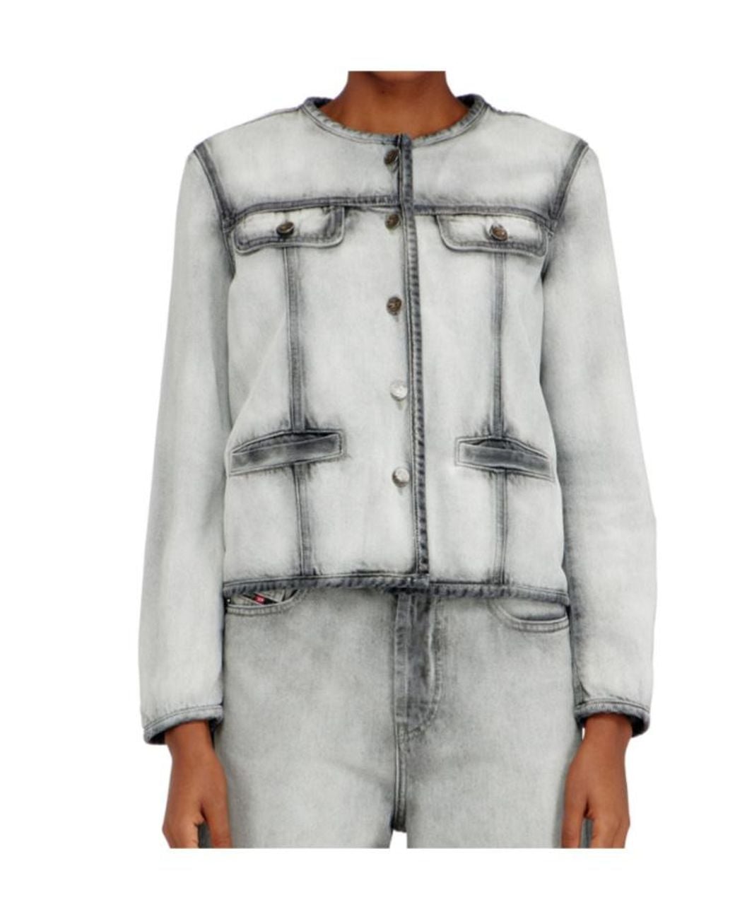 DIESEL Gray De Grafy Fsi Cropped Denim Jacket