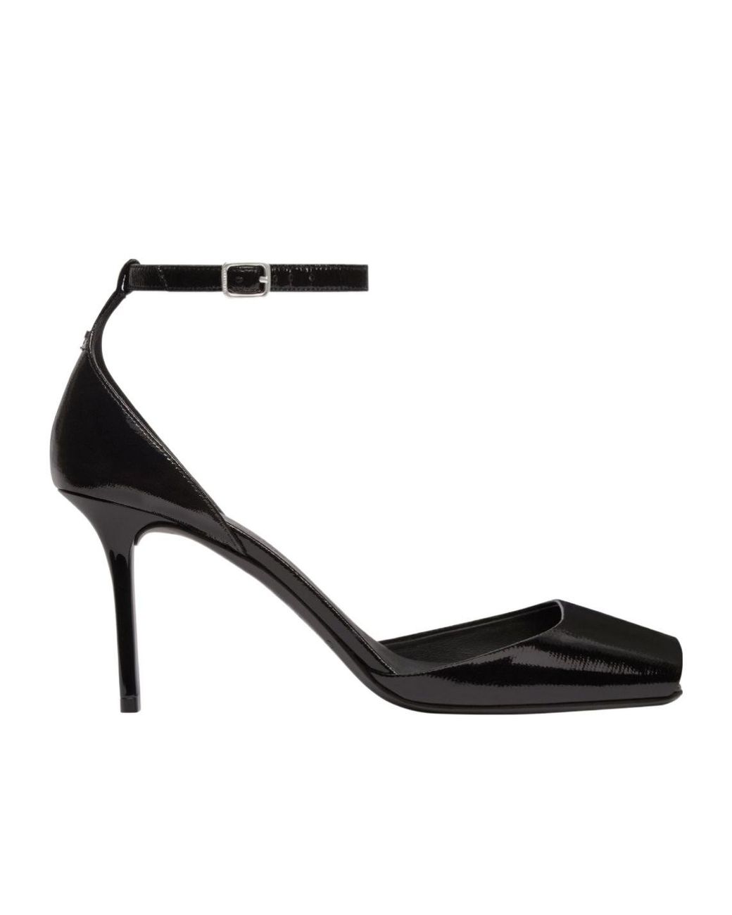 Courreges Black Ankle-Strap Peep-Toe Pumps