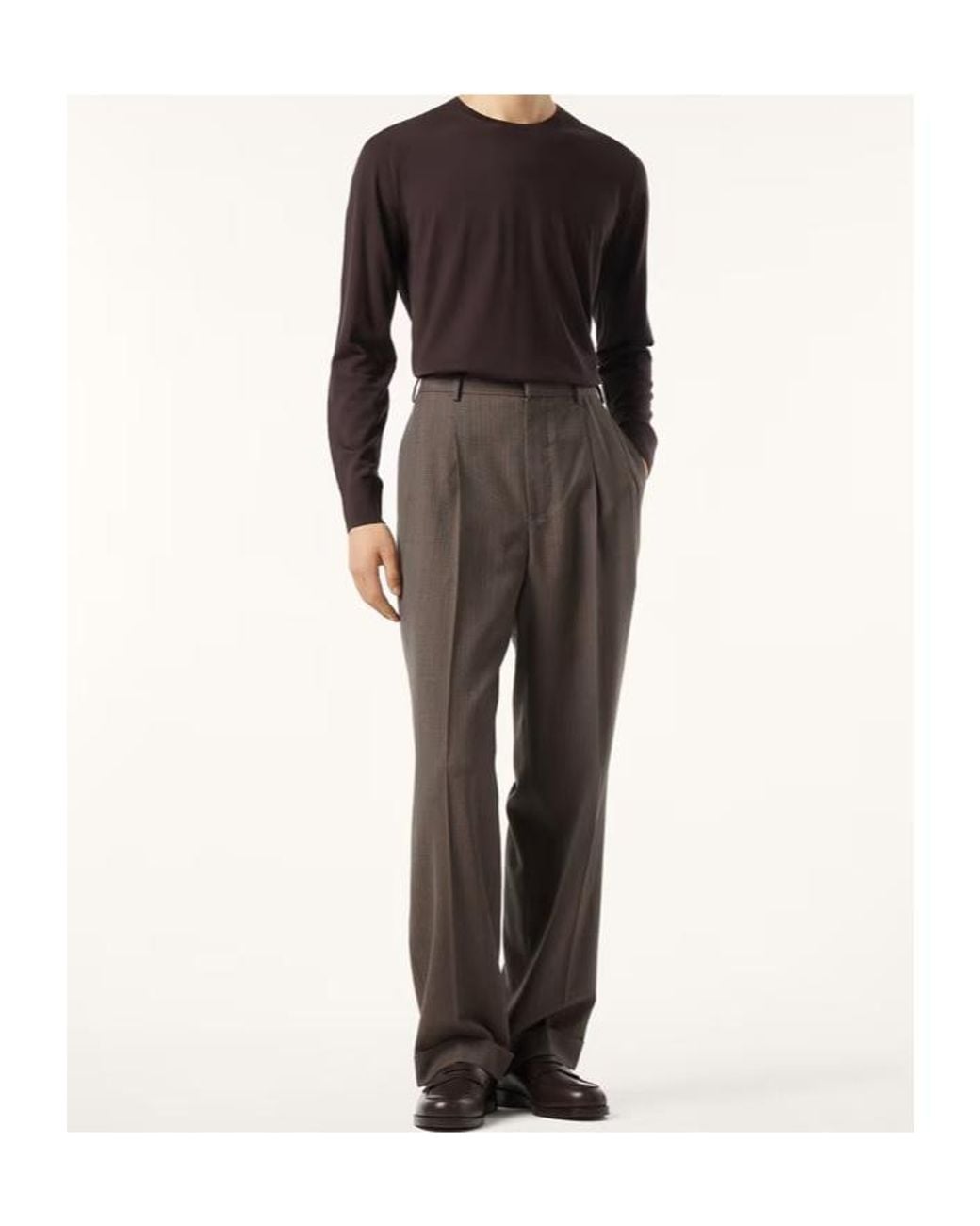 Loro Piana Brown Long-Sleeved Sweater for men