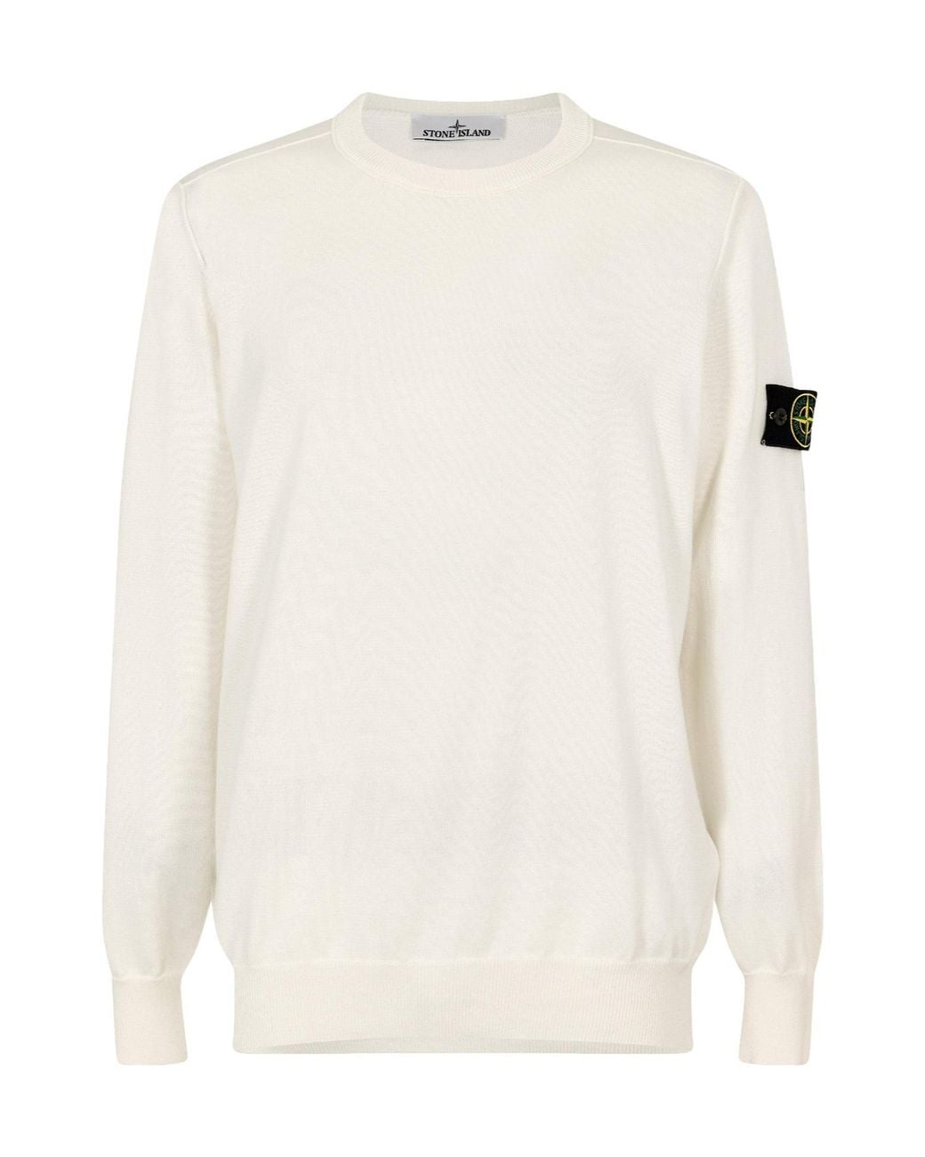 Stone Island White Comfortable Crew Neck Sweater for men