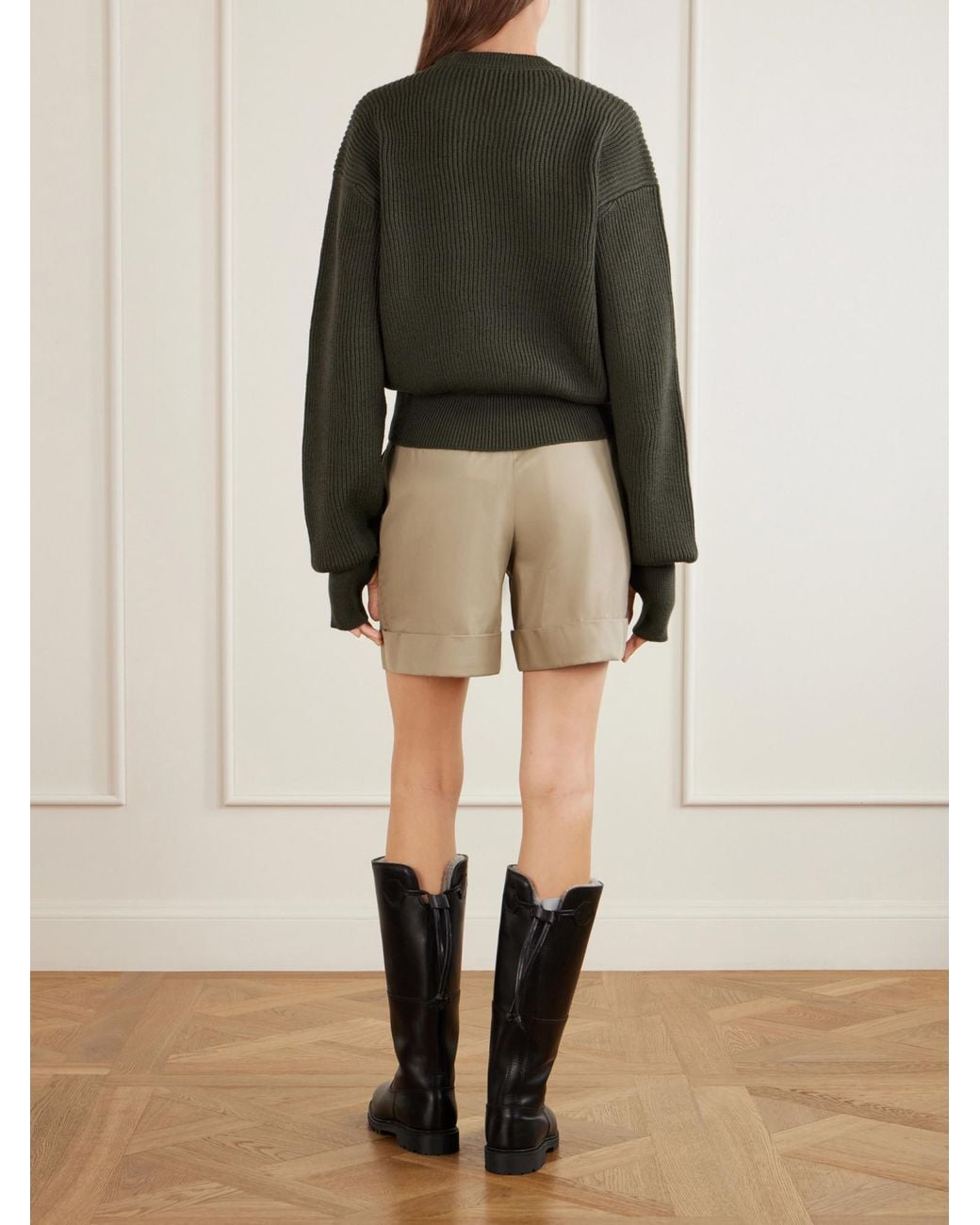 Rier Green Ribbed Virgin Wool Sweater