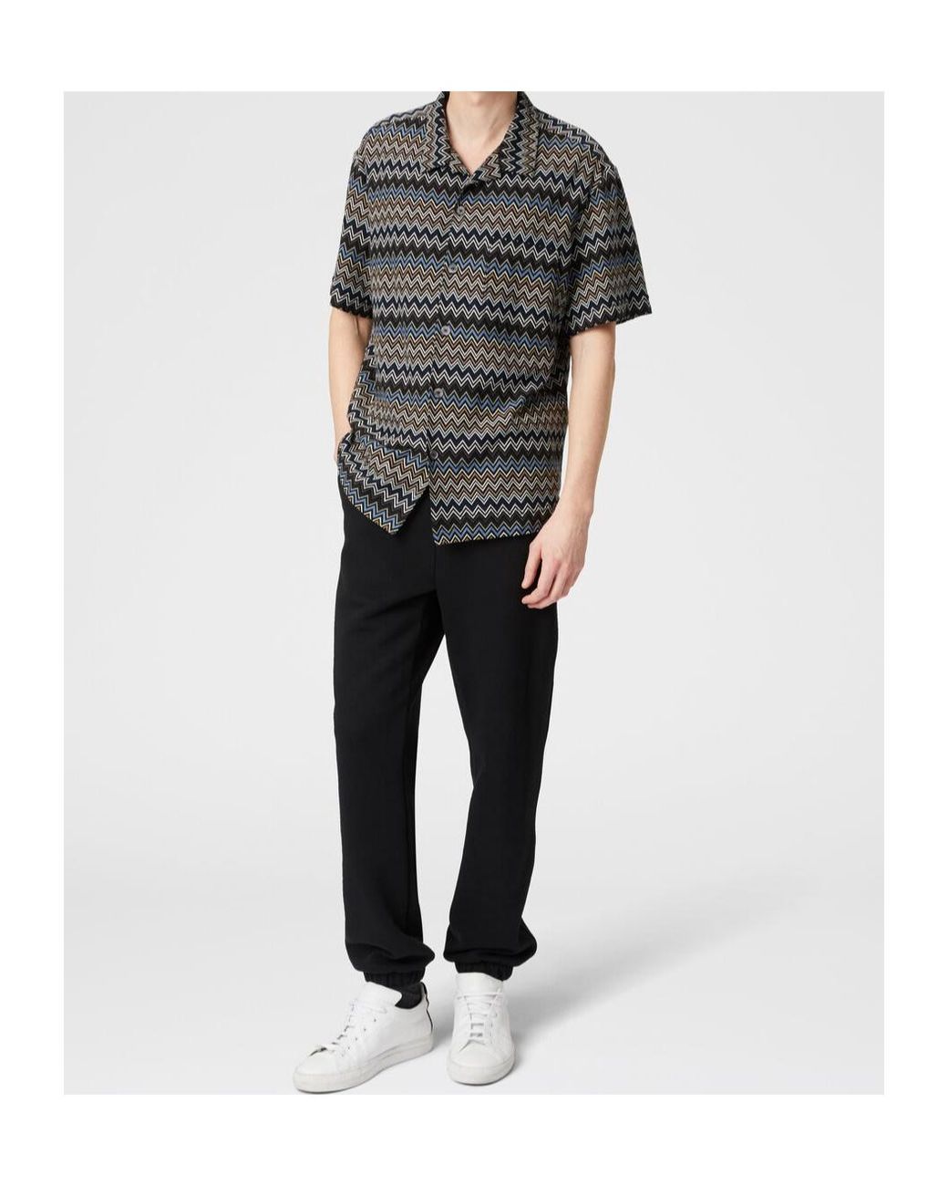 Missoni Black Zigzag Bowling Shirt for men