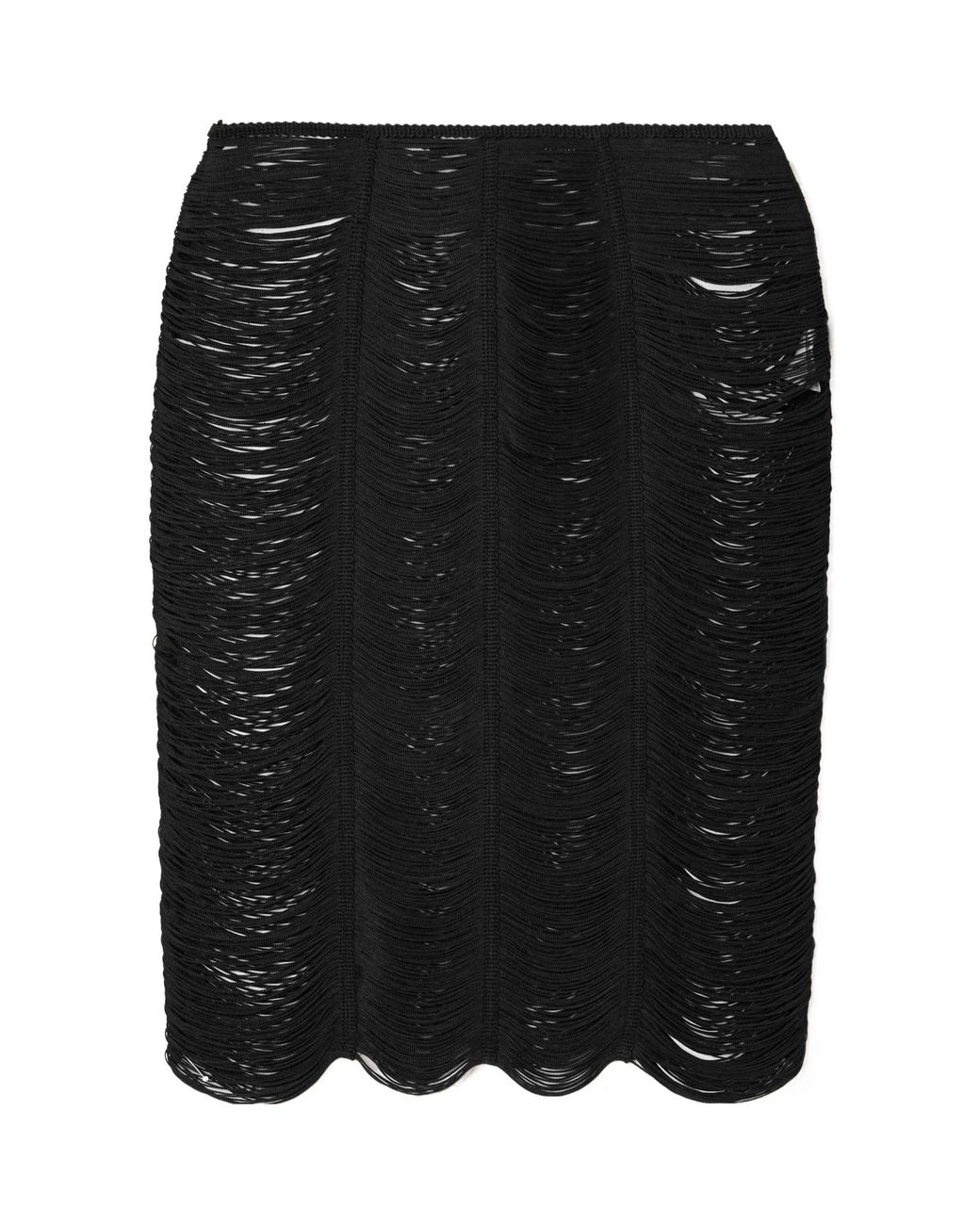 Tom Ford Black Fringed Scalloped Miniskirt