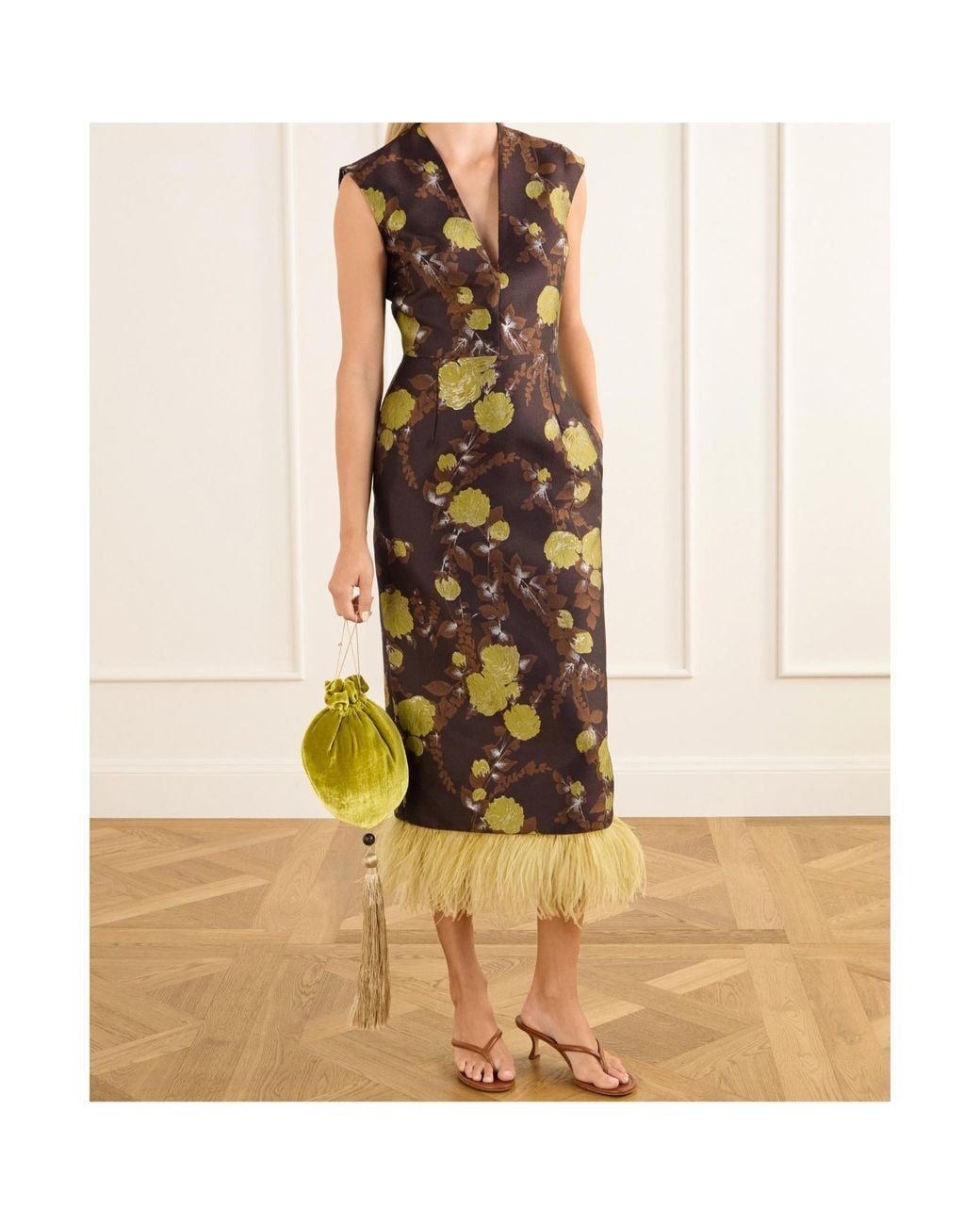 LaDoubleJ Black Sleek Dress With Feathers