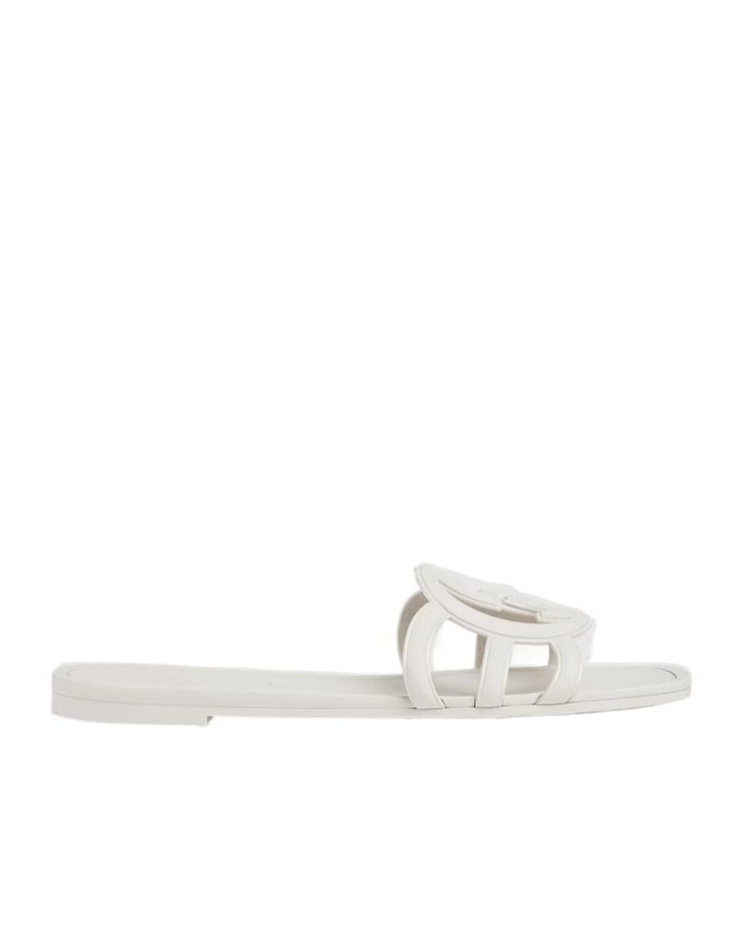 Gucci White Interlocking G Slide Sandals