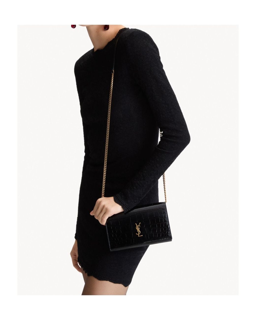 Saint Laurent White Cassandre Envelope Chain Wallet