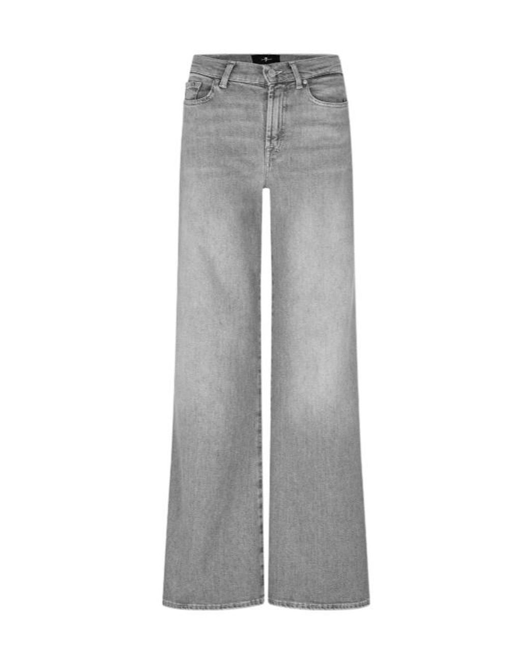 7 For All Mankind Gray Lotta Wide Leg Jeans