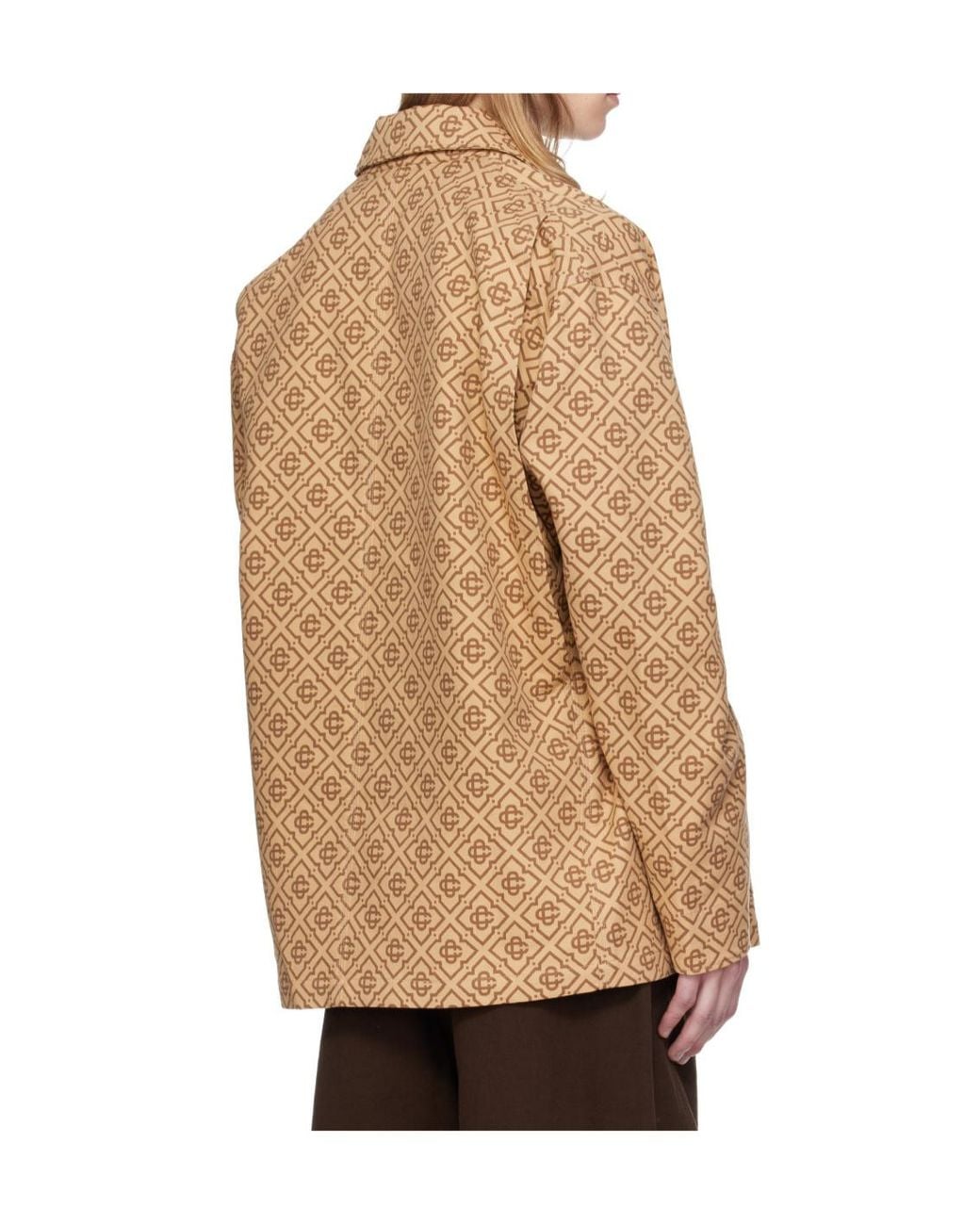 Casablanca Natural Monogram Print Logo Patch Jacket for men