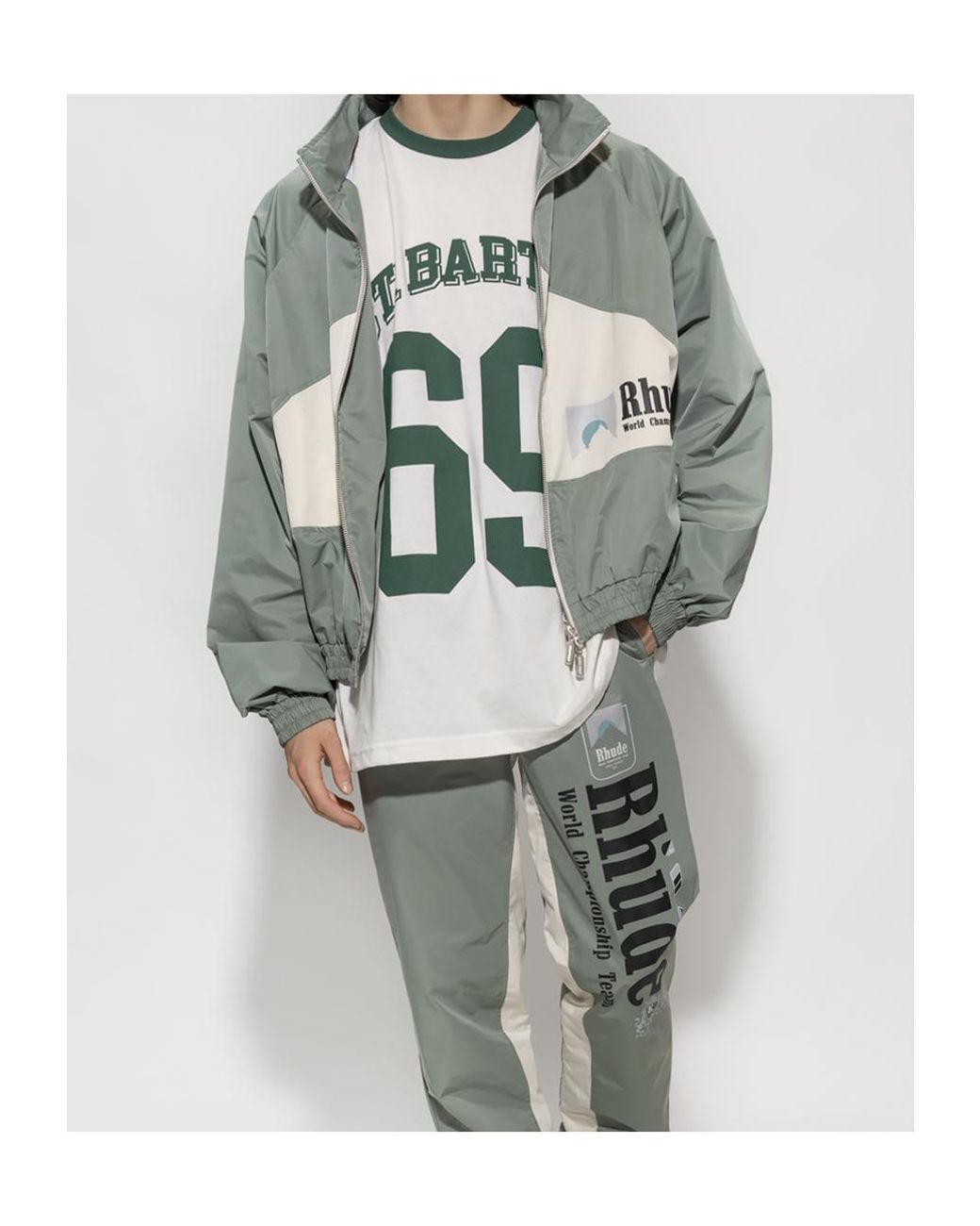 Rhude Green Sena Logo Printed Flight Jacket for men