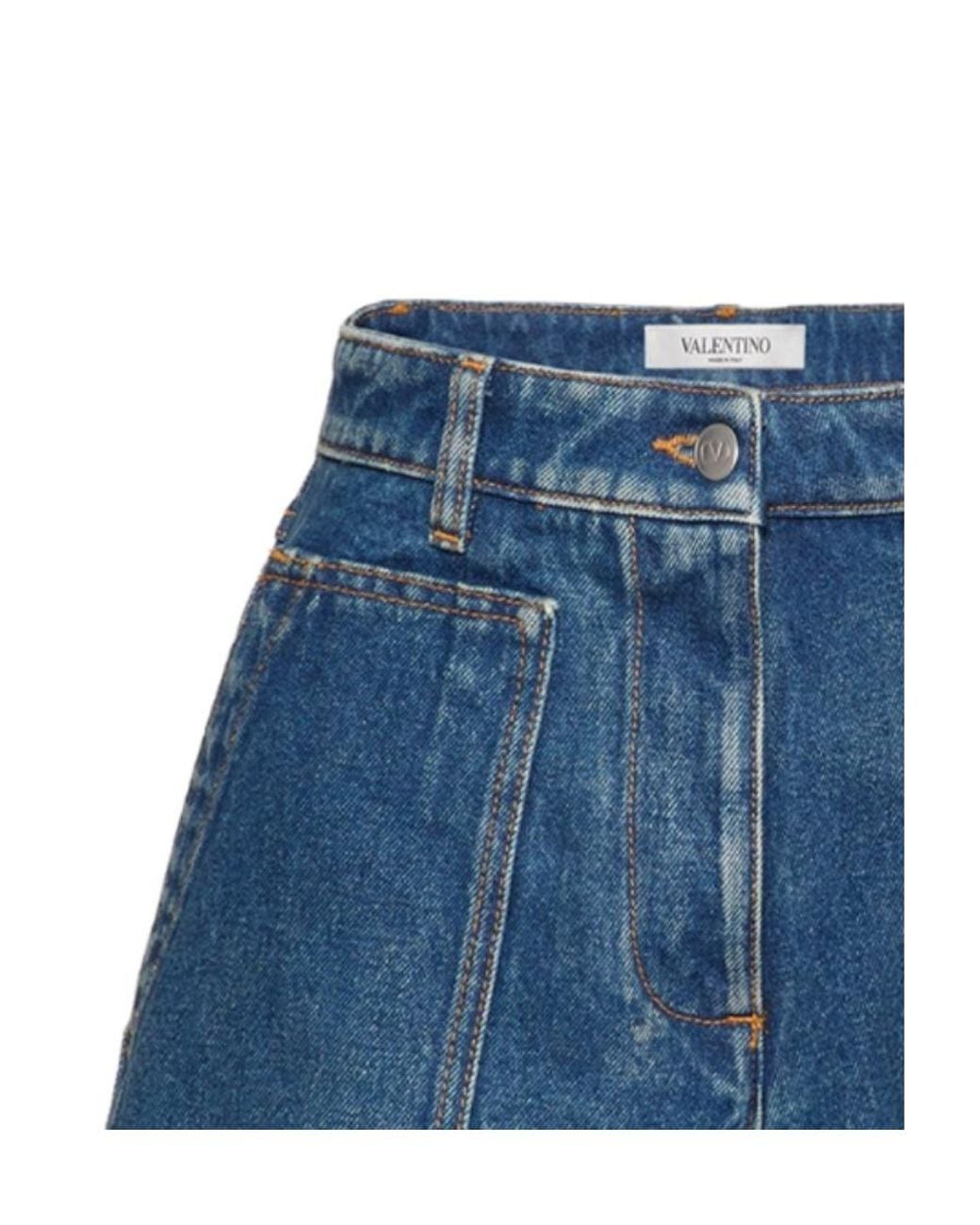 Valentino Blue Mid-Rise Denim Shorts
