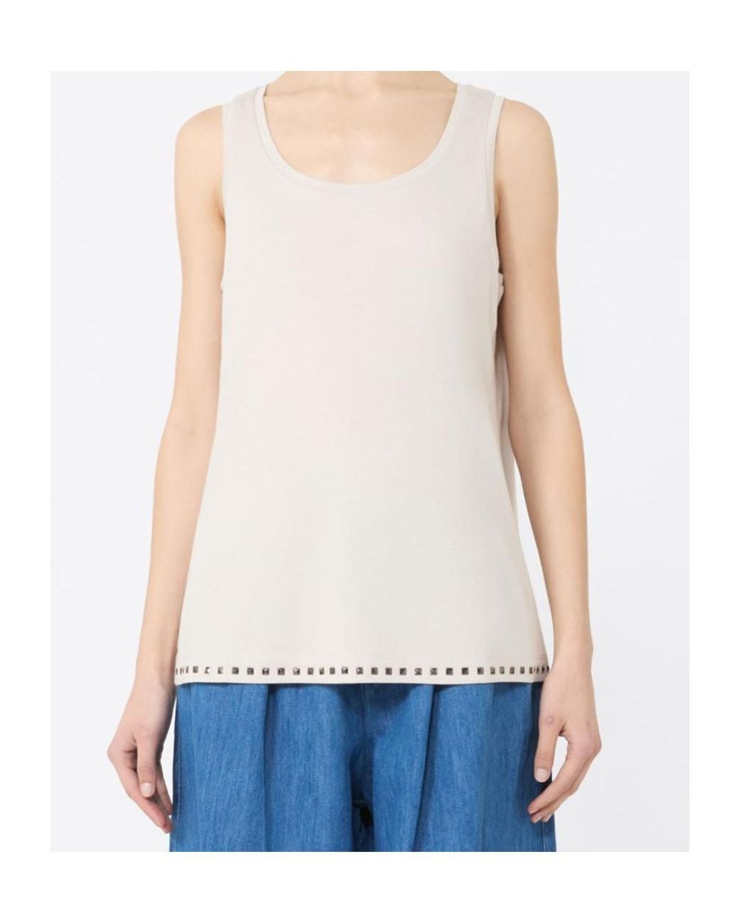 Max Mara White Furetto Embellished Tank Top