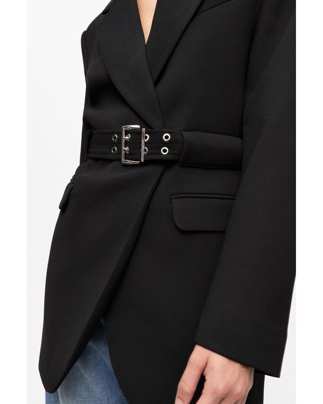 Ganni Black Bonded Crepe Blazer