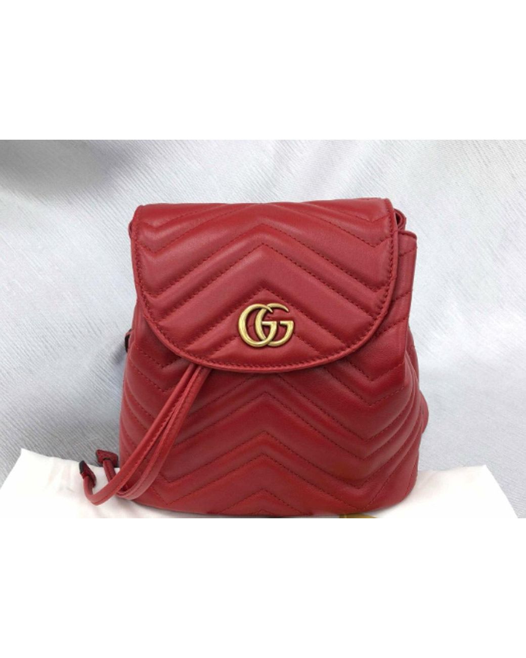 Gucci Red Marmont Quilted Leather Backpack