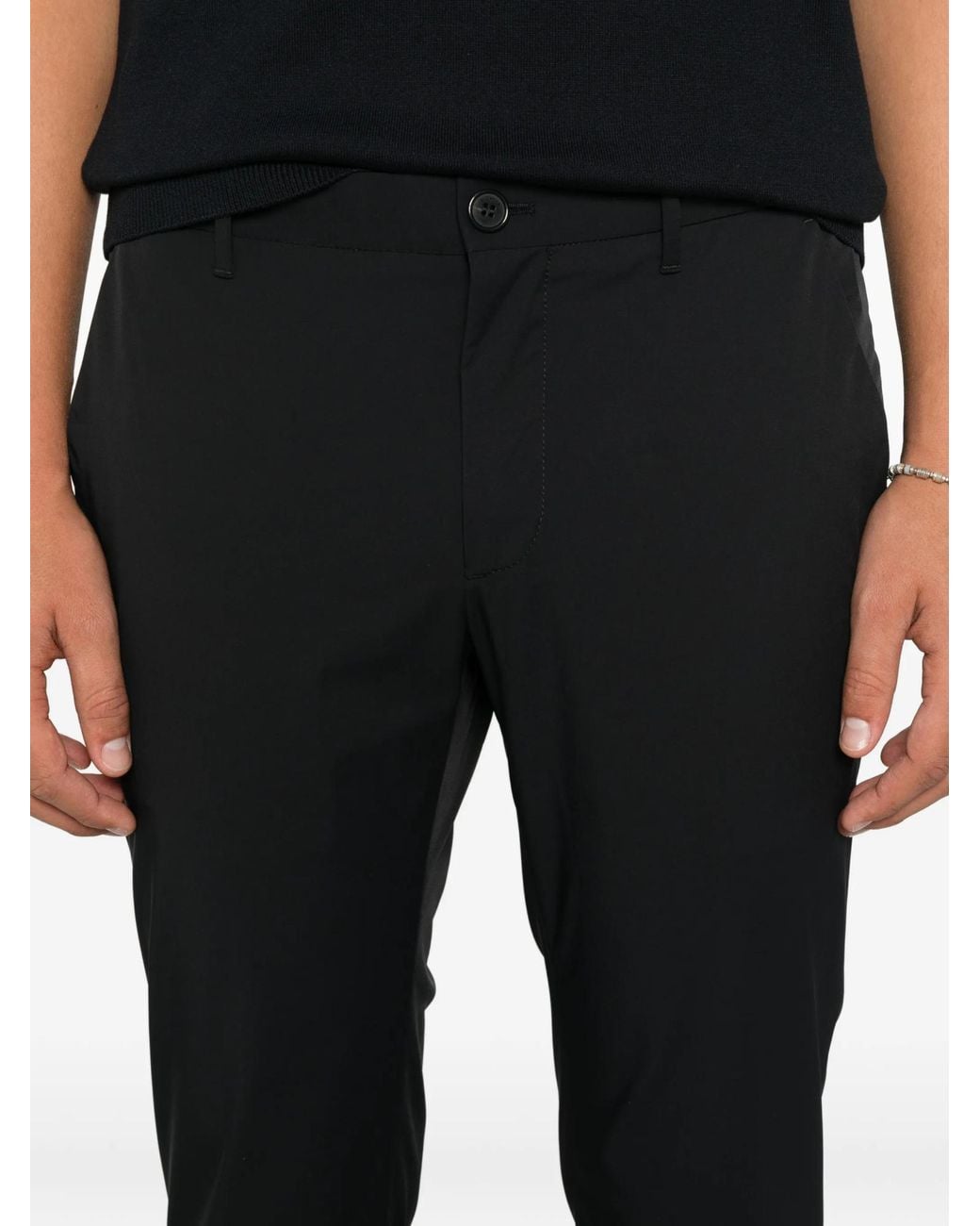 Incotex Black Elasticated-Waistband Trousers for men