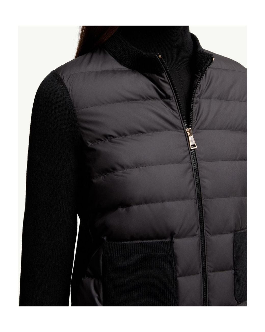 Moncler Black Padded Zip-Up Cardigan