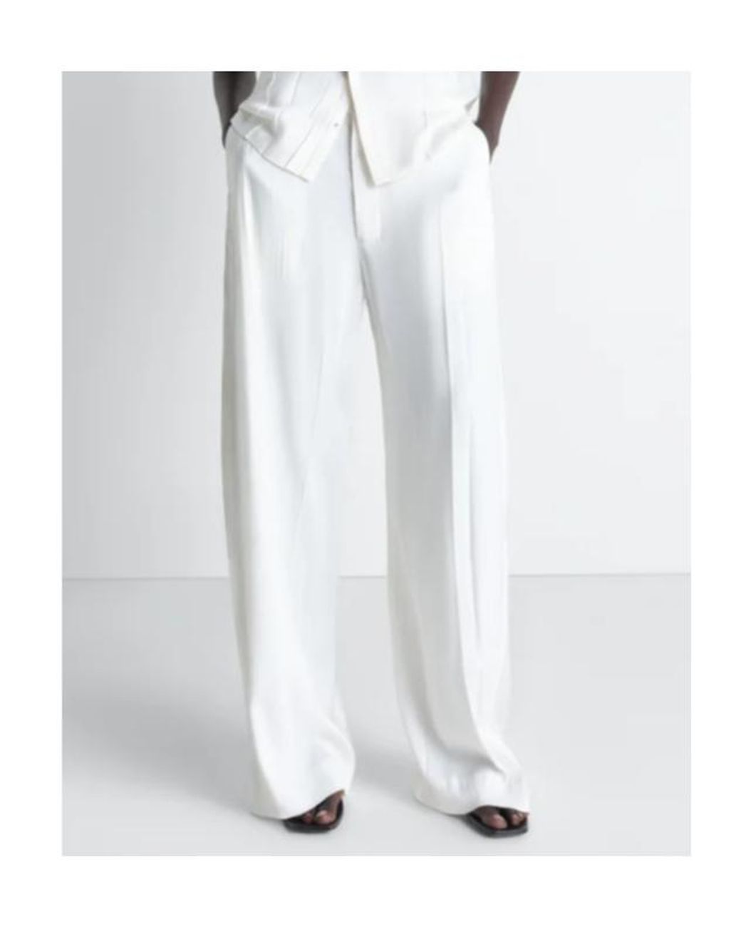 Lemaire White Crinkled Wide-Leg Pants