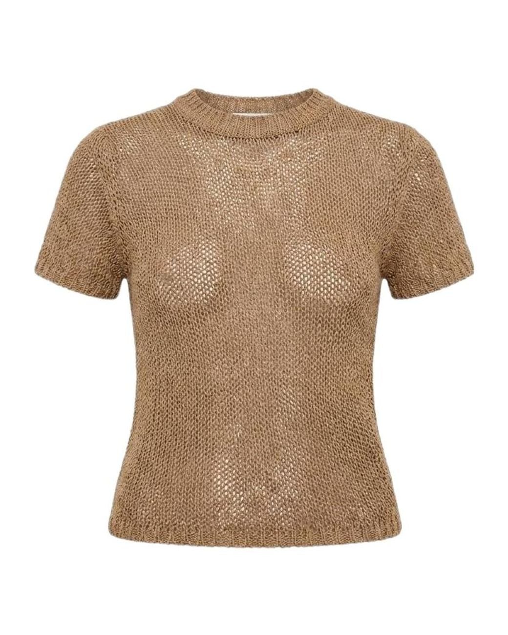 AYA MUSE Natural Atele Knitted Crewneck T-Shirt