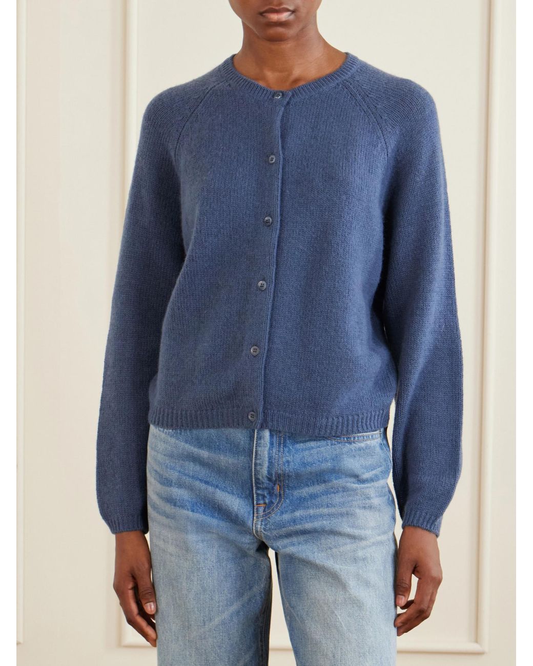 Doen Blue Soft Cashmere Cropped Cardigan