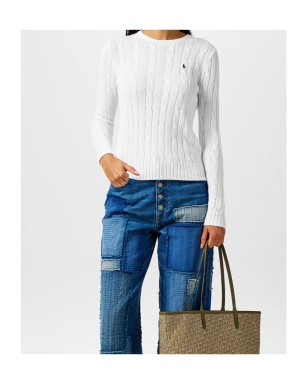 Polo Ralph Lauren White Julianna Crewneck Sweater