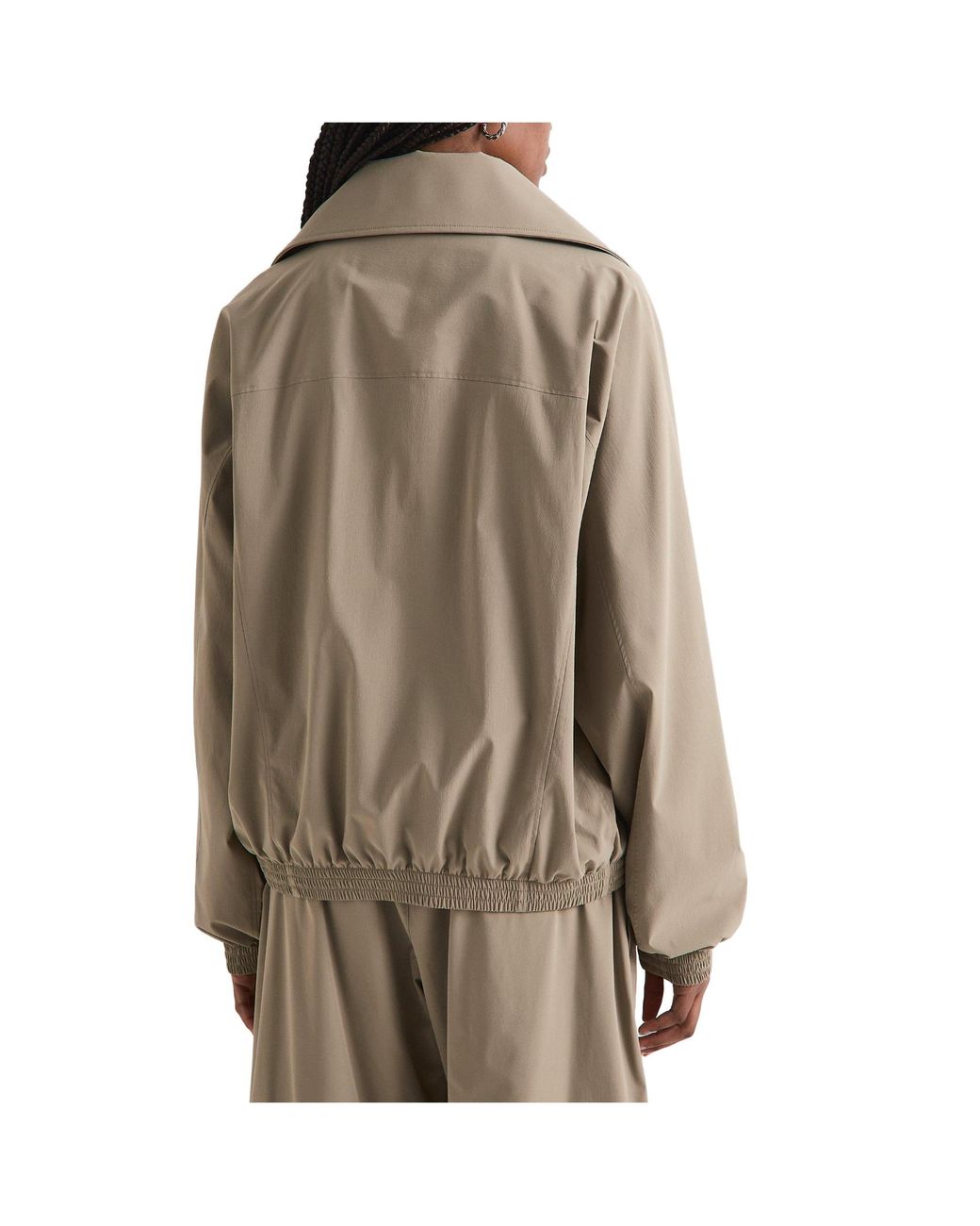 Balenciaga Natural Solid Color Turtleneck College Baseball Jacket