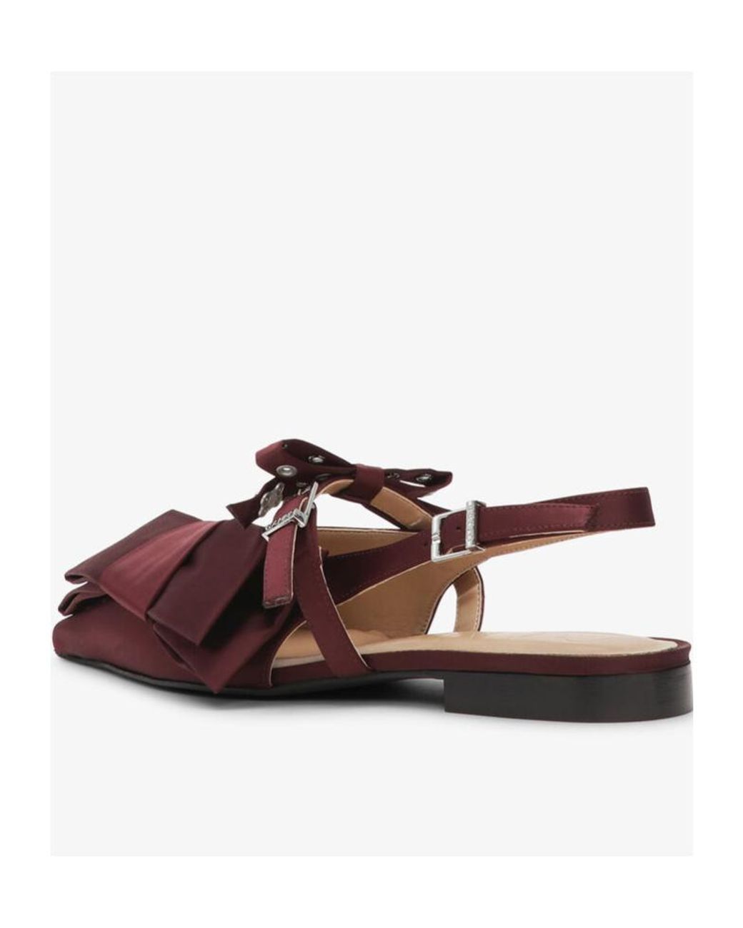 Ganni Brown Big Bow Slingback Flat Shoes