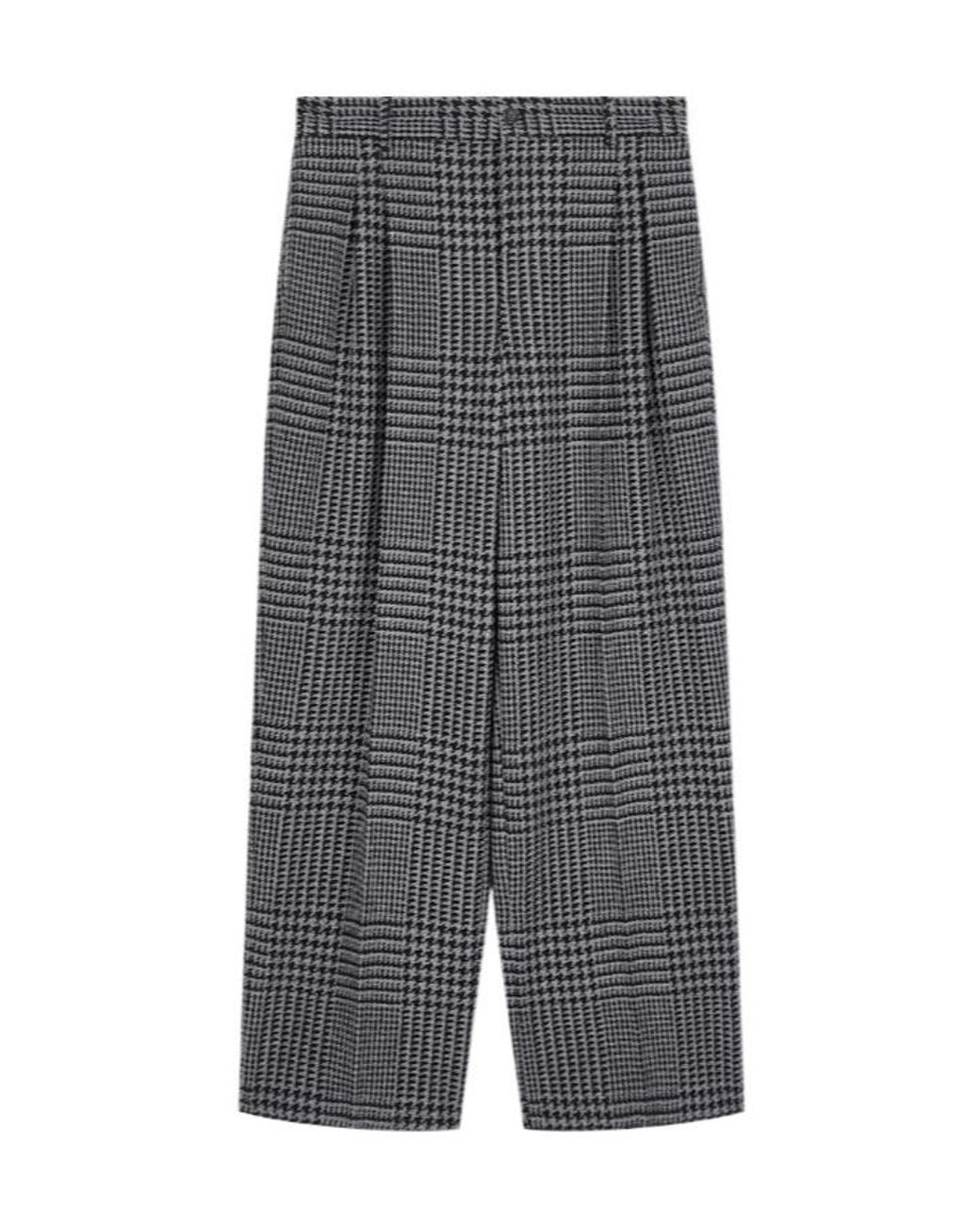 Emporio Armani Gray High-Waisted Pleated Trousers With A Houndstooth Pattern for men