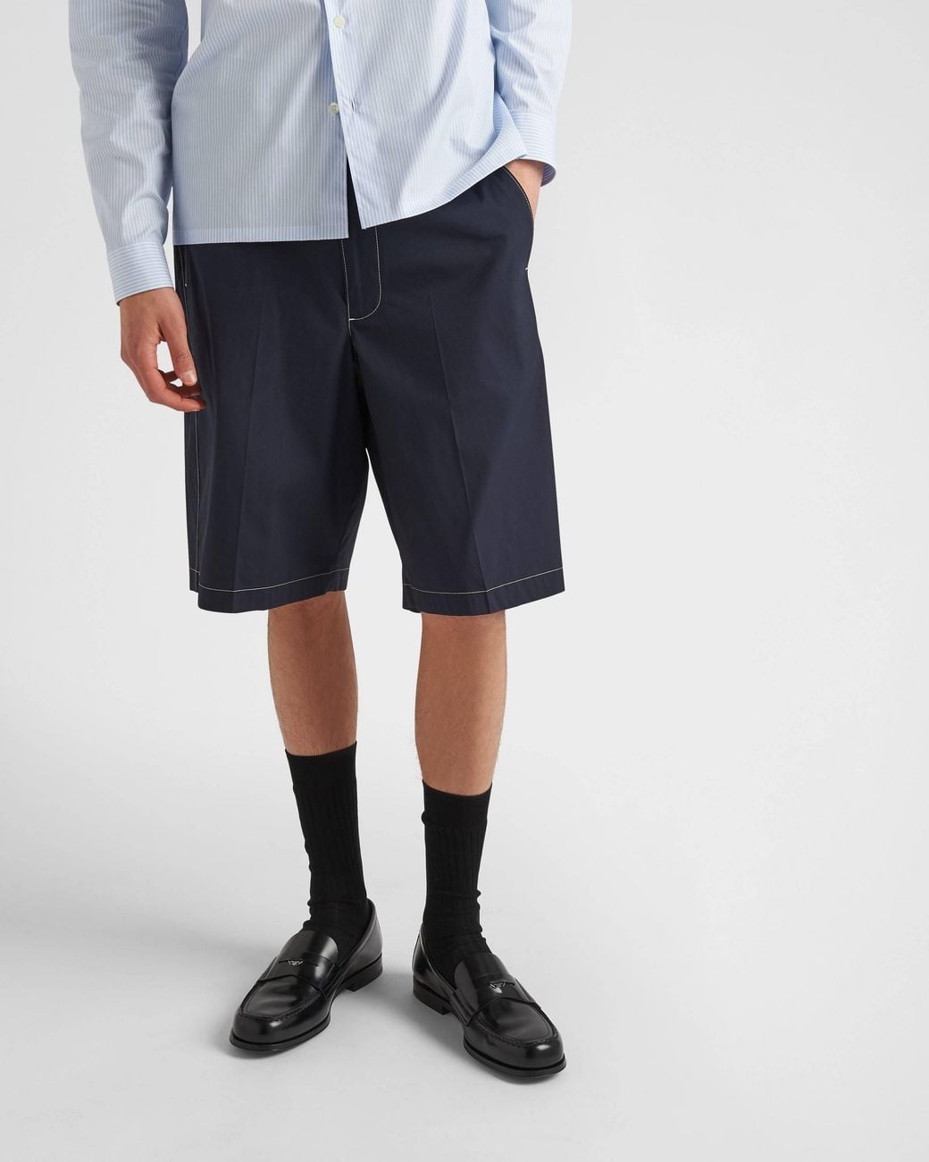 Prada Blue Stretch Poplin Bermudas for men